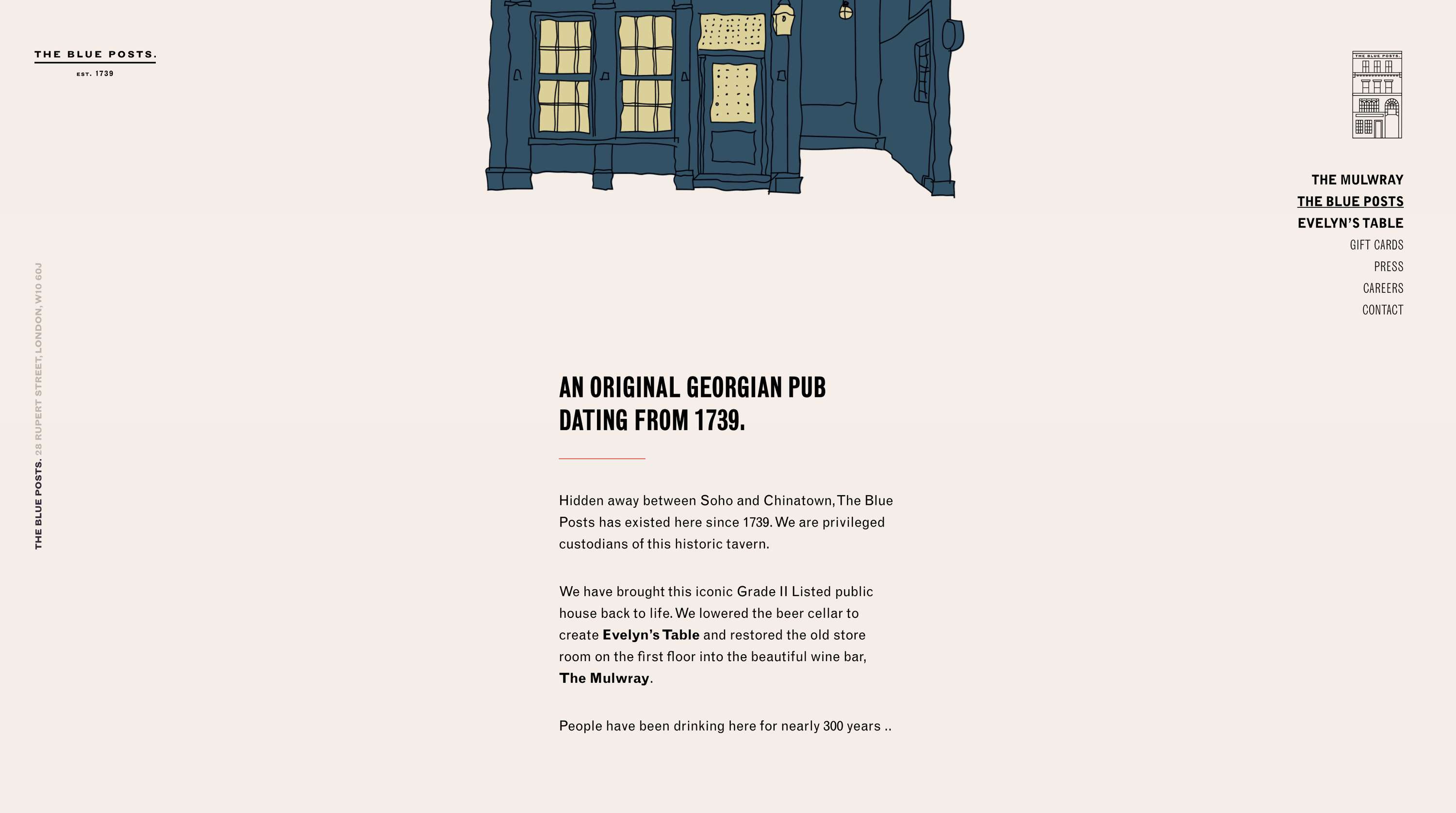 The Blue Posts - Website Development Project by Lattimore and Friends