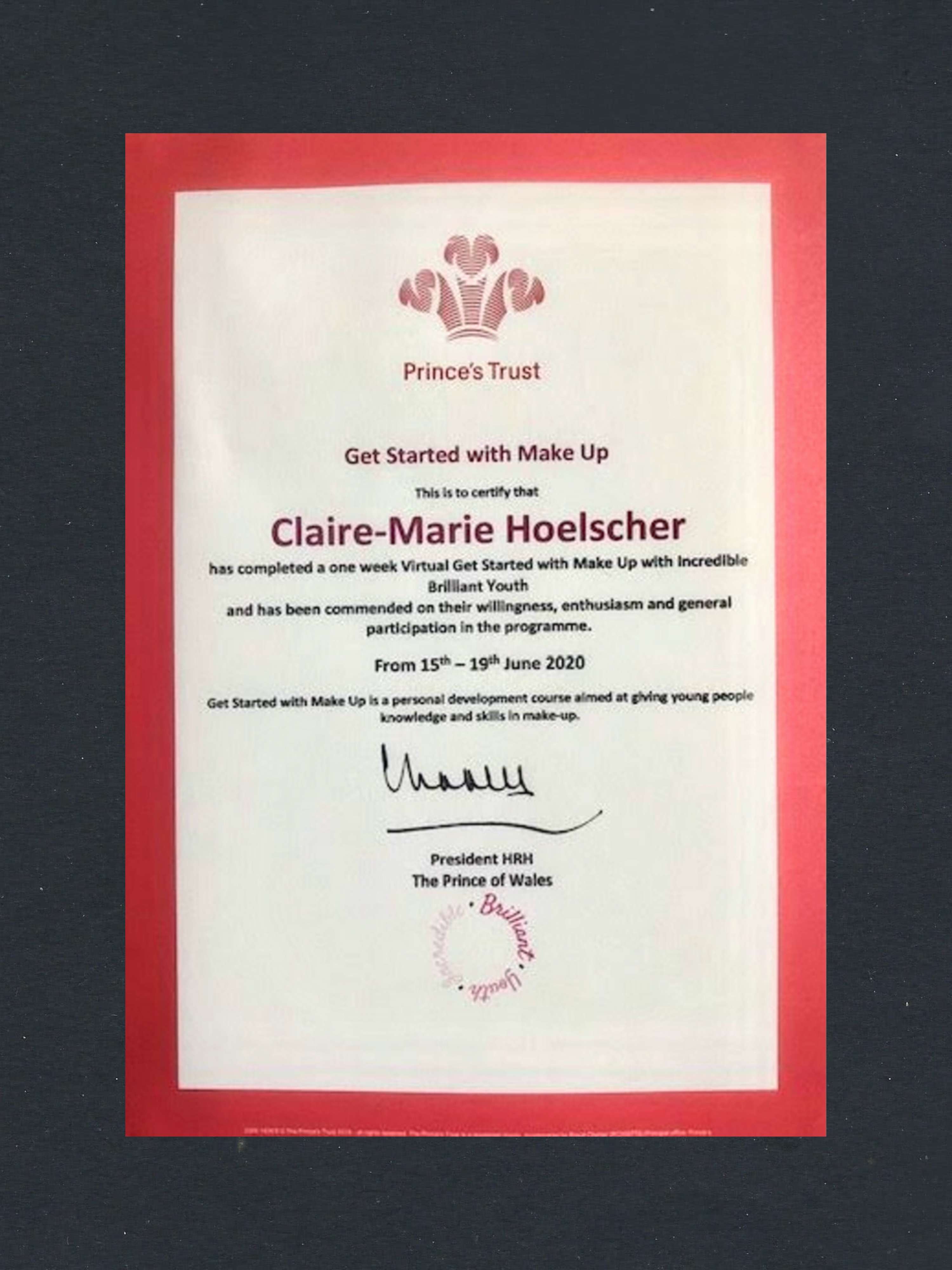 Participation Certificate: Get Started with Make-Up by Claire-Marie Hoelscher