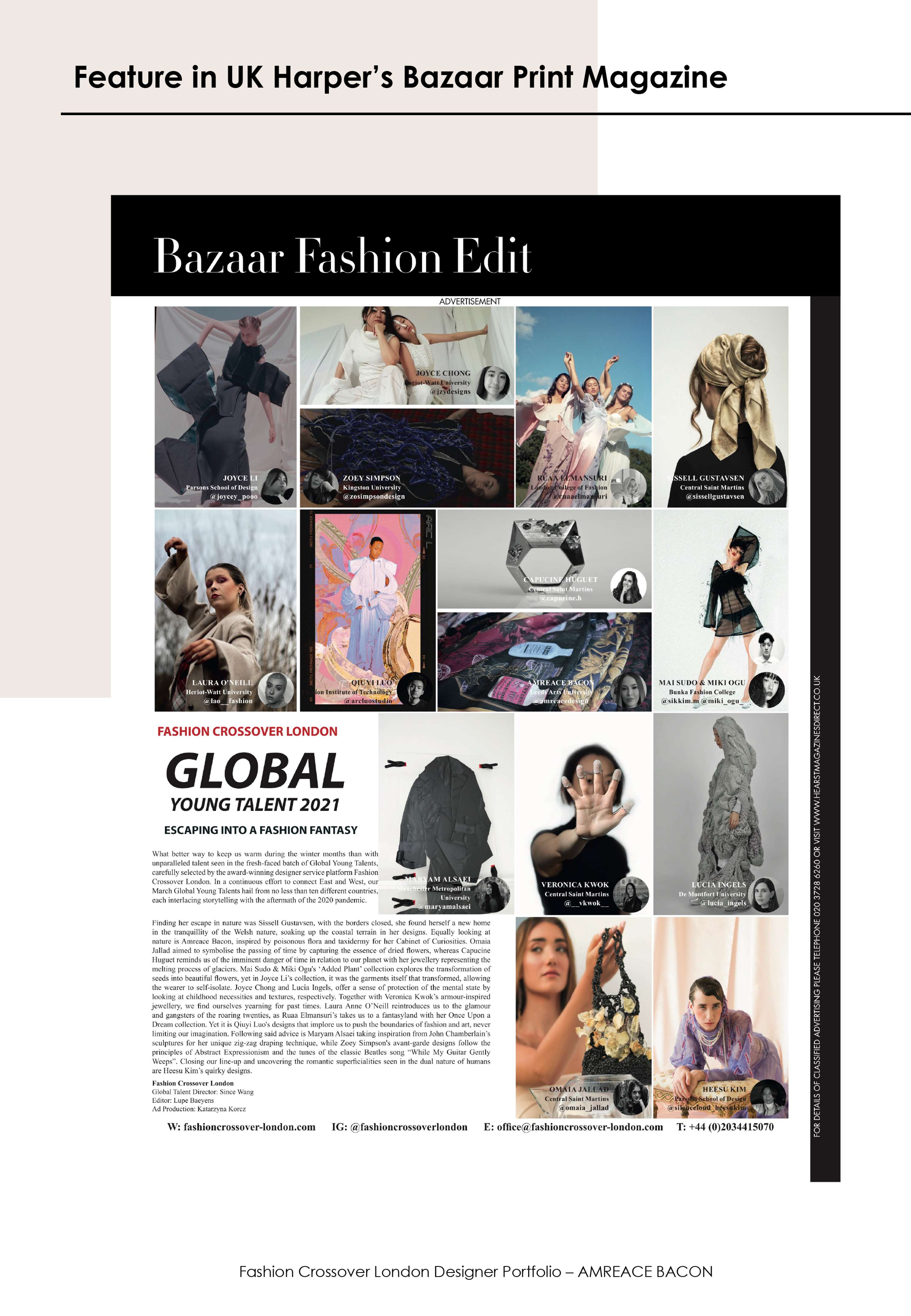 Harper's Bazaar feature, March 2021 by amreace paige