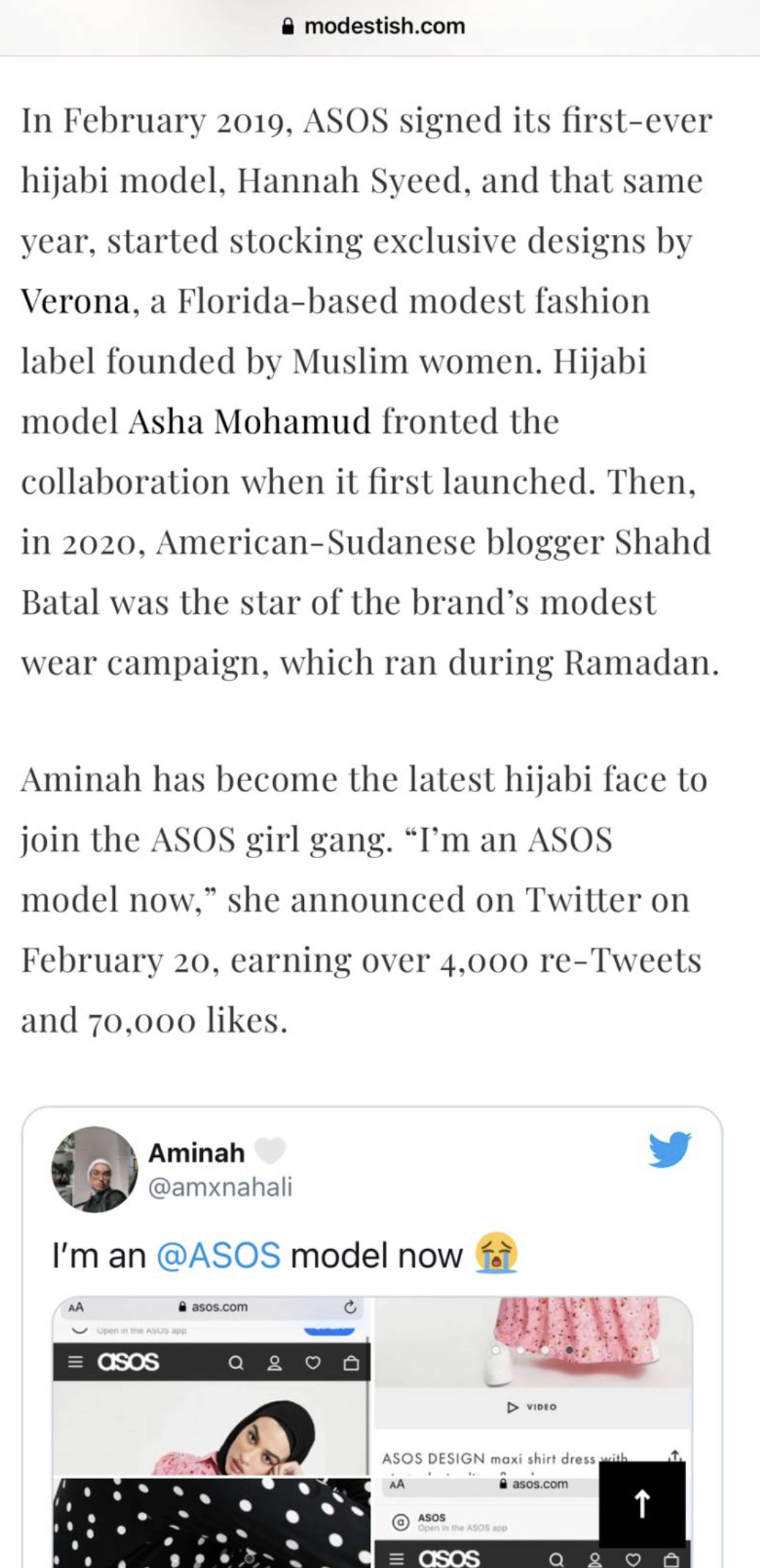 Feature on ASOS by Aminah Ali