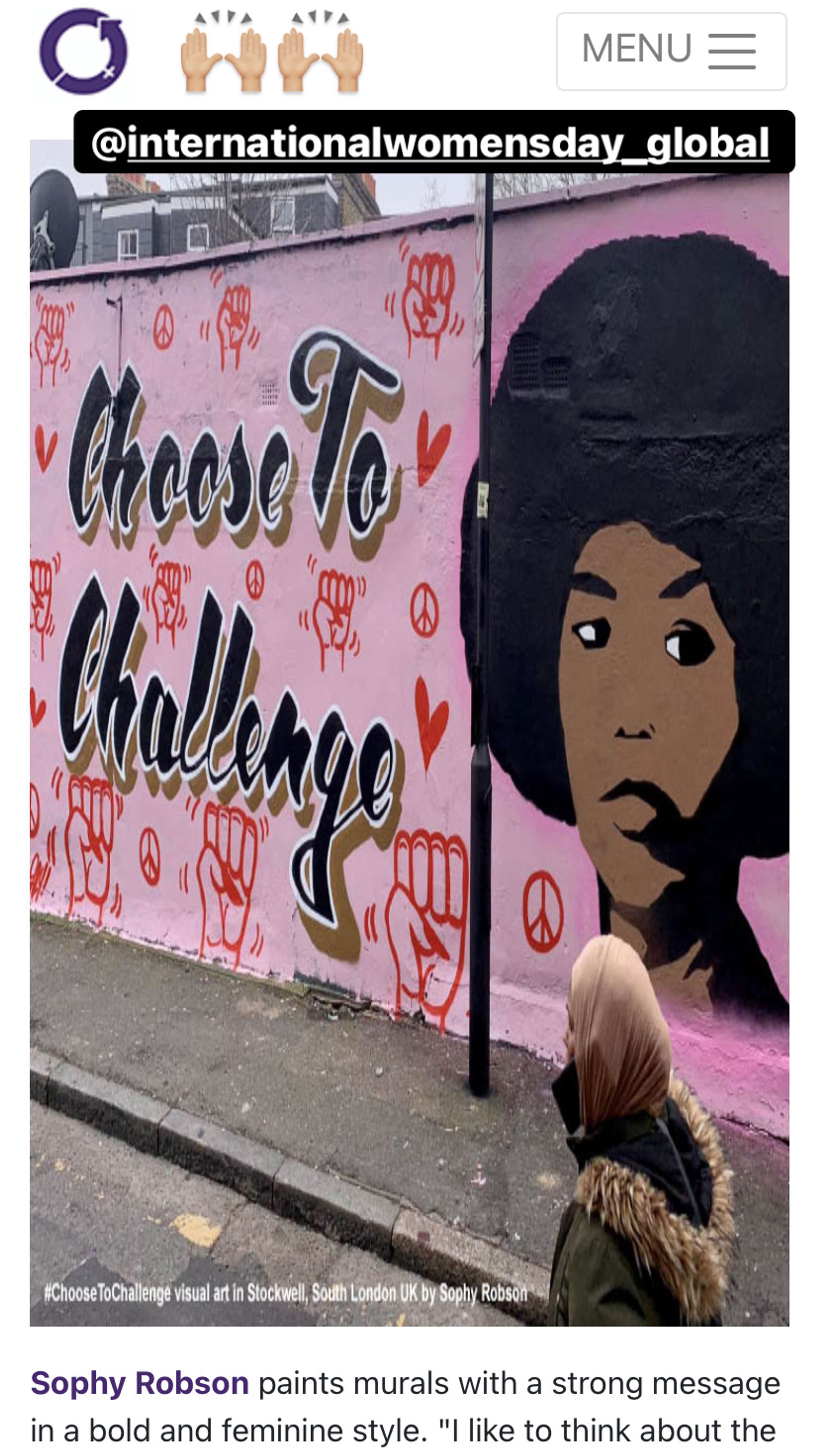Choose To Challenge Mural by Sophy Robson