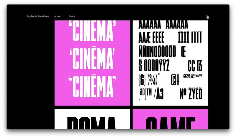 Buy Fonts Save Lives website by Matt Willey