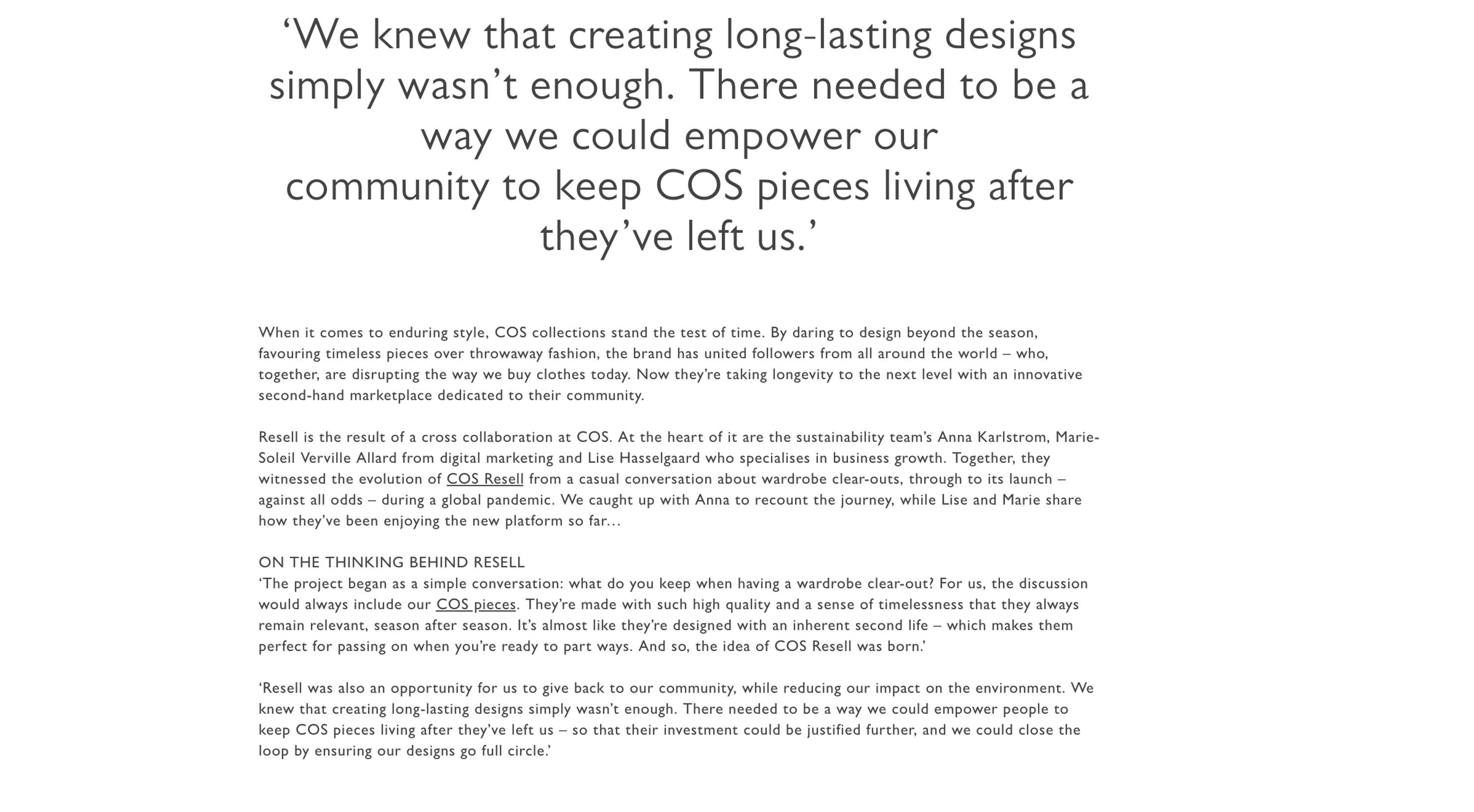 A feature for COS Magazine on Resell by Dean Robinson