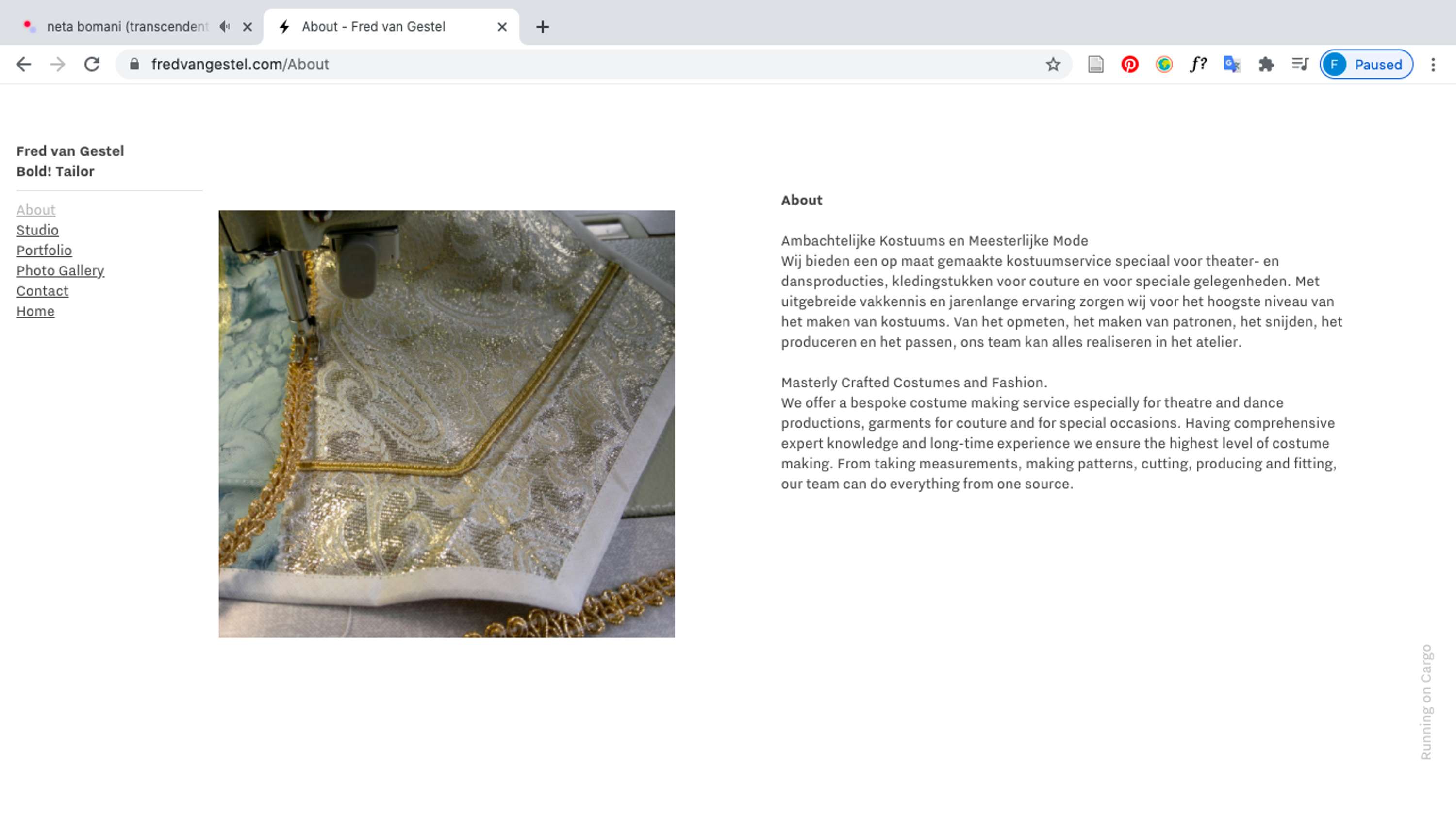 Bold! Tailor website by Finn Melvin Caird