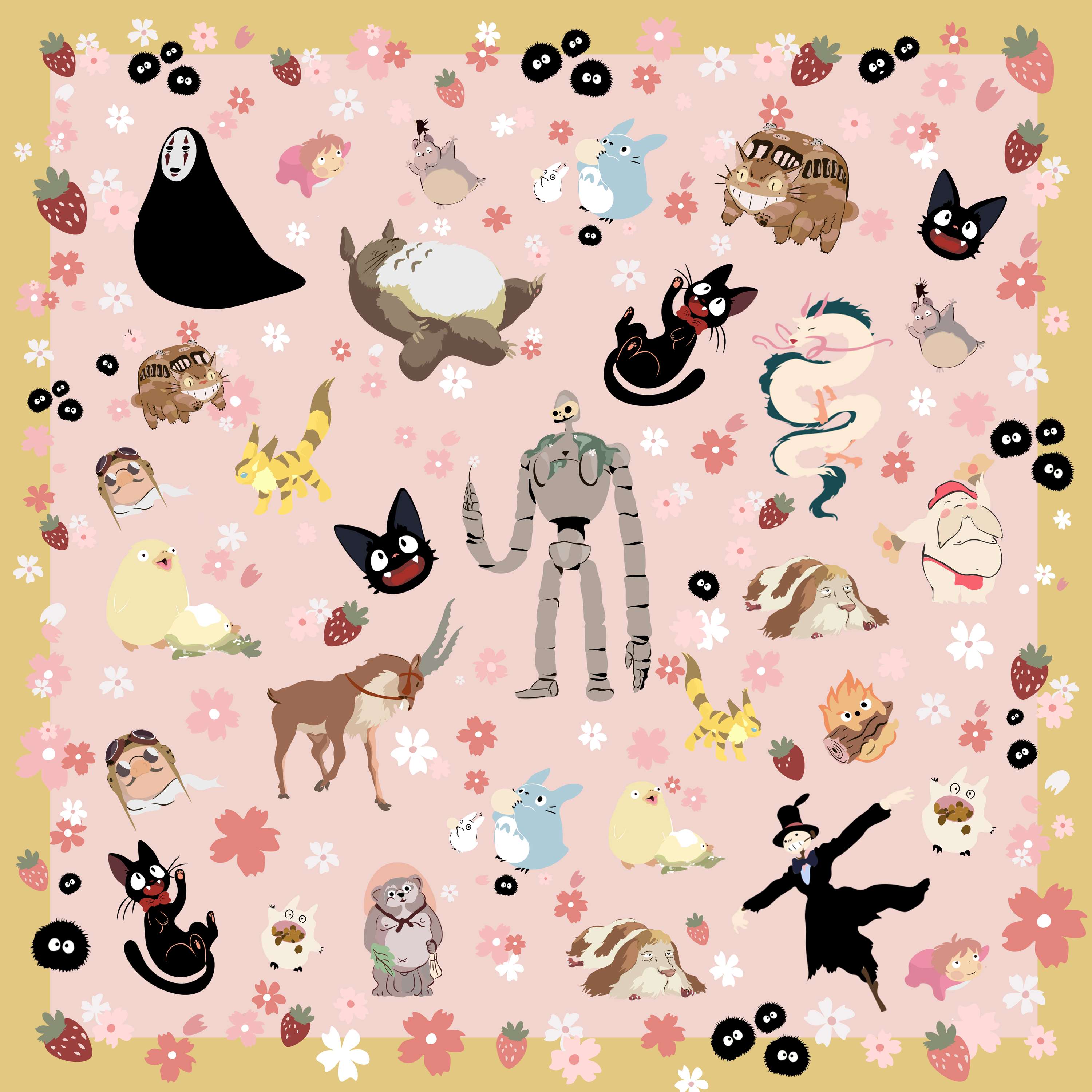 Studio Ghibli Print Textile Prints by Hanni Bowcutt