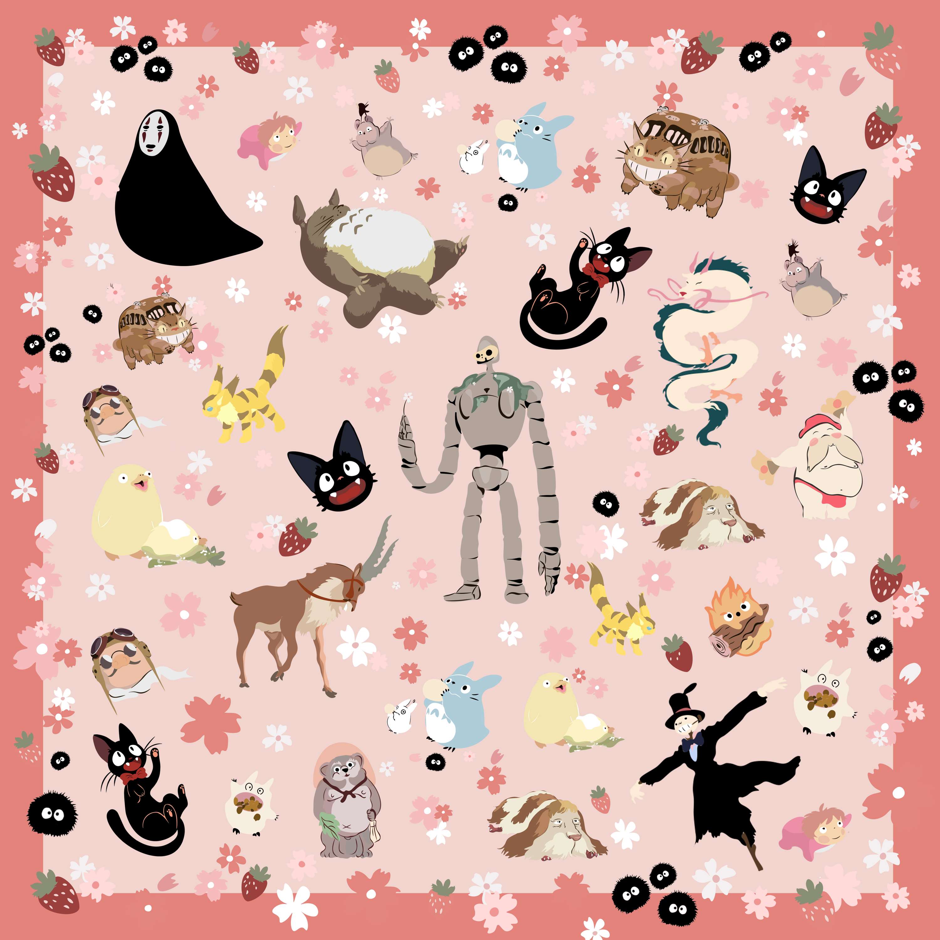 Studio Ghibli Print Textile Prints by Hanni Bowcutt