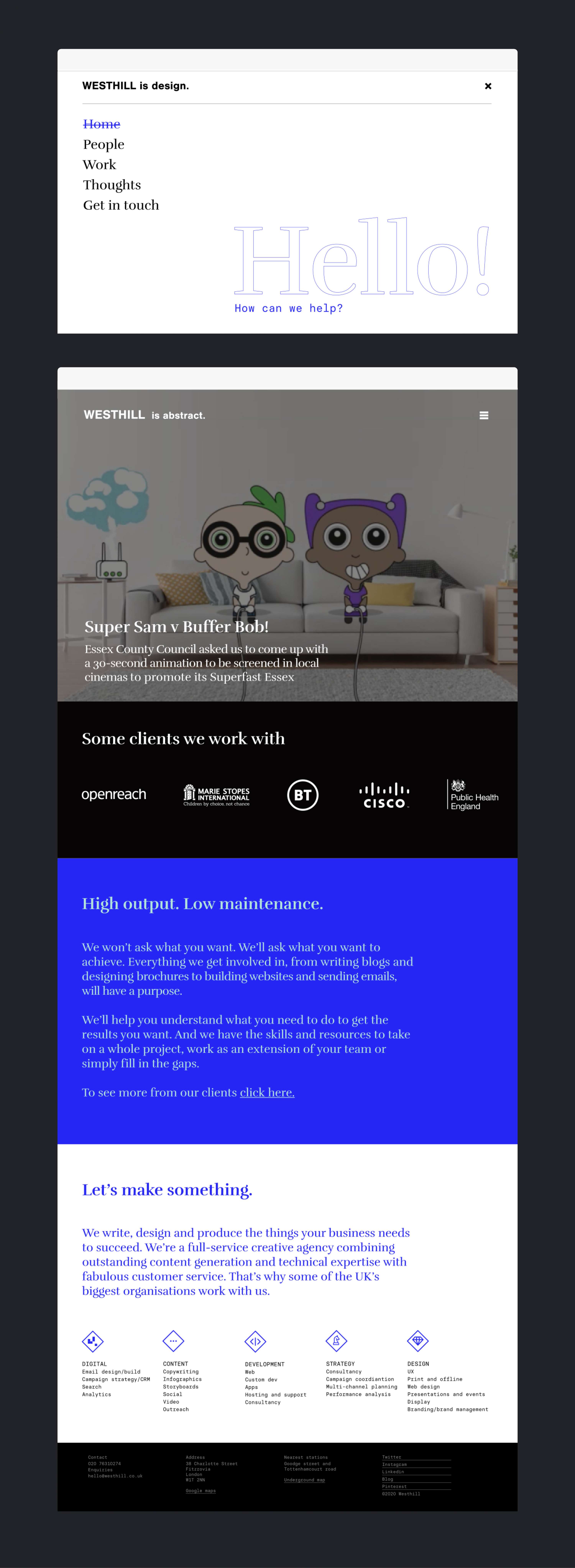 Westhill Communications Website Design by Annabel Shingler