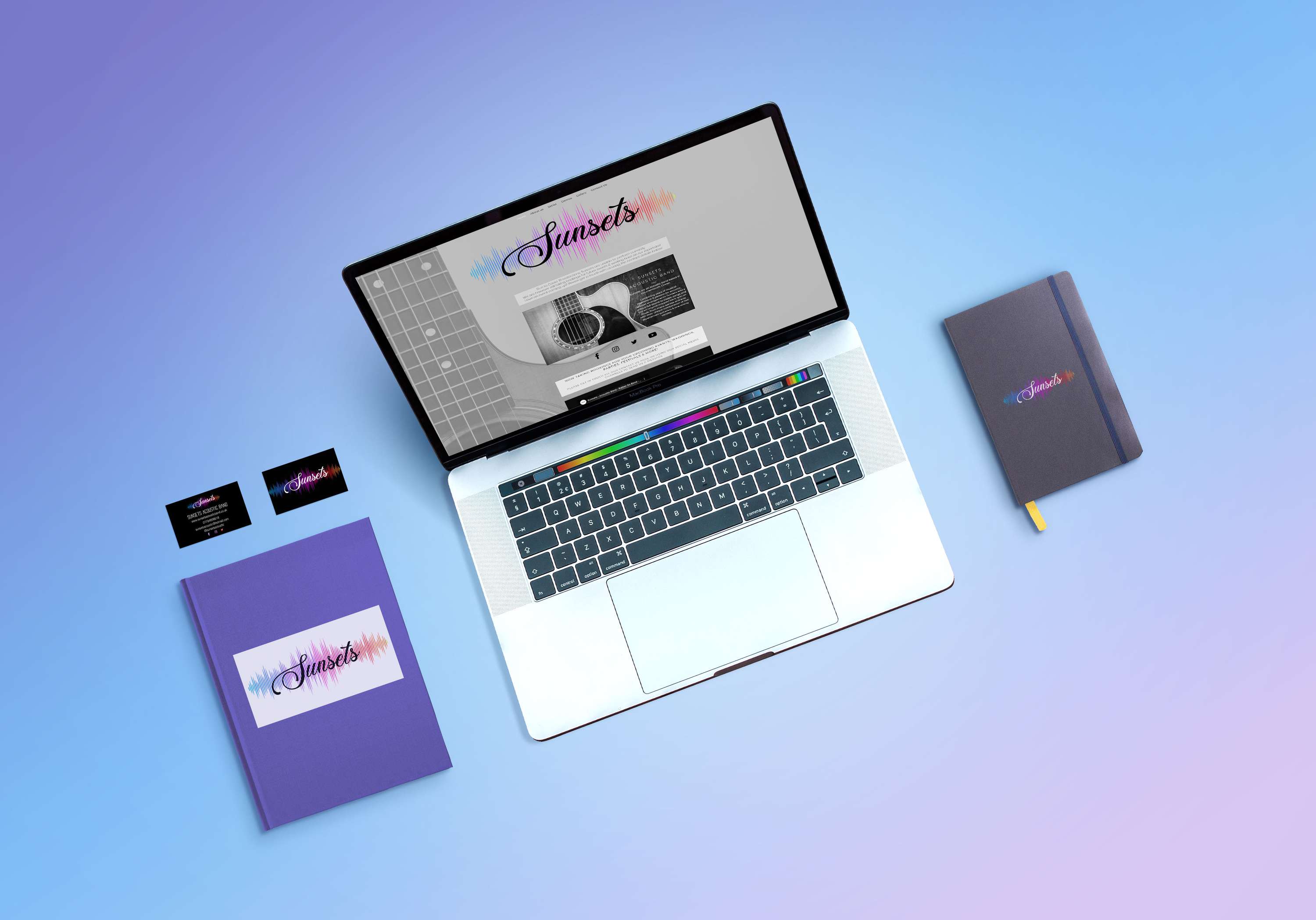 Brand Identity Package for Sunsets Acoustic Band by Kayleigh Purvis