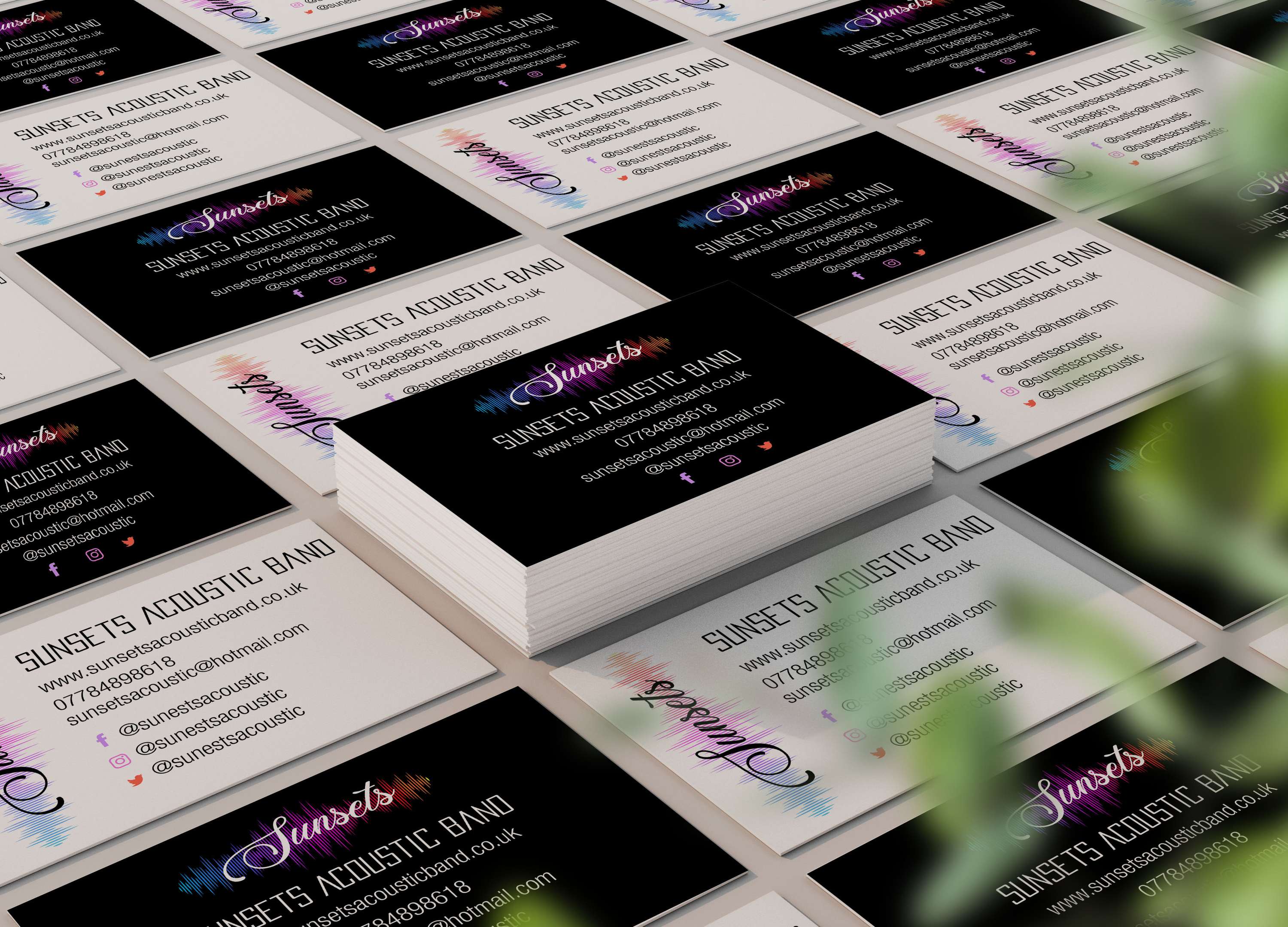 Brand Identity Package for Sunsets Acoustic Band by Kayleigh Purvis