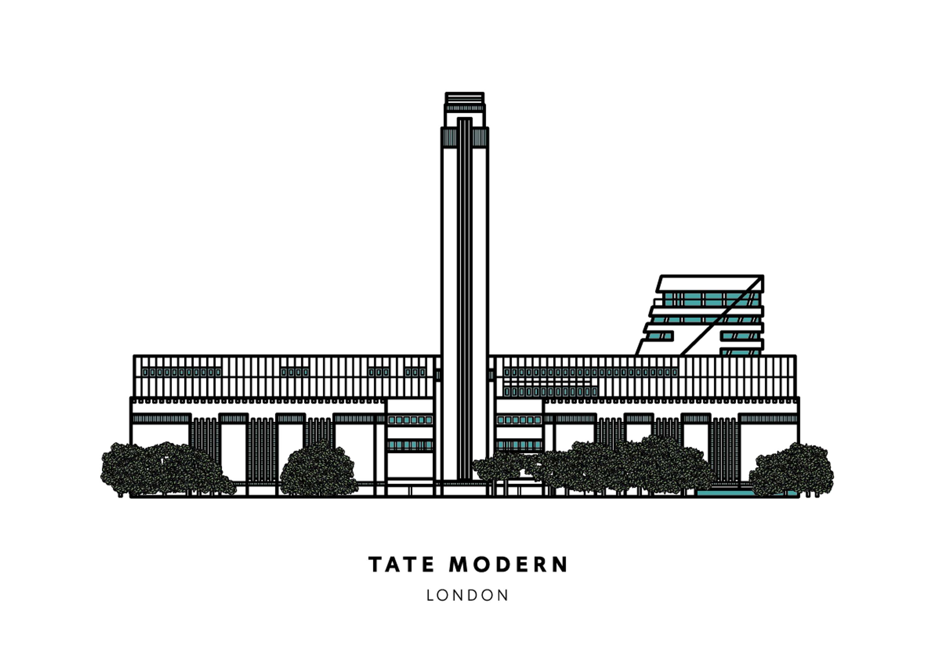 Tate Modern Art Gallery illustration by Hannah Adams
