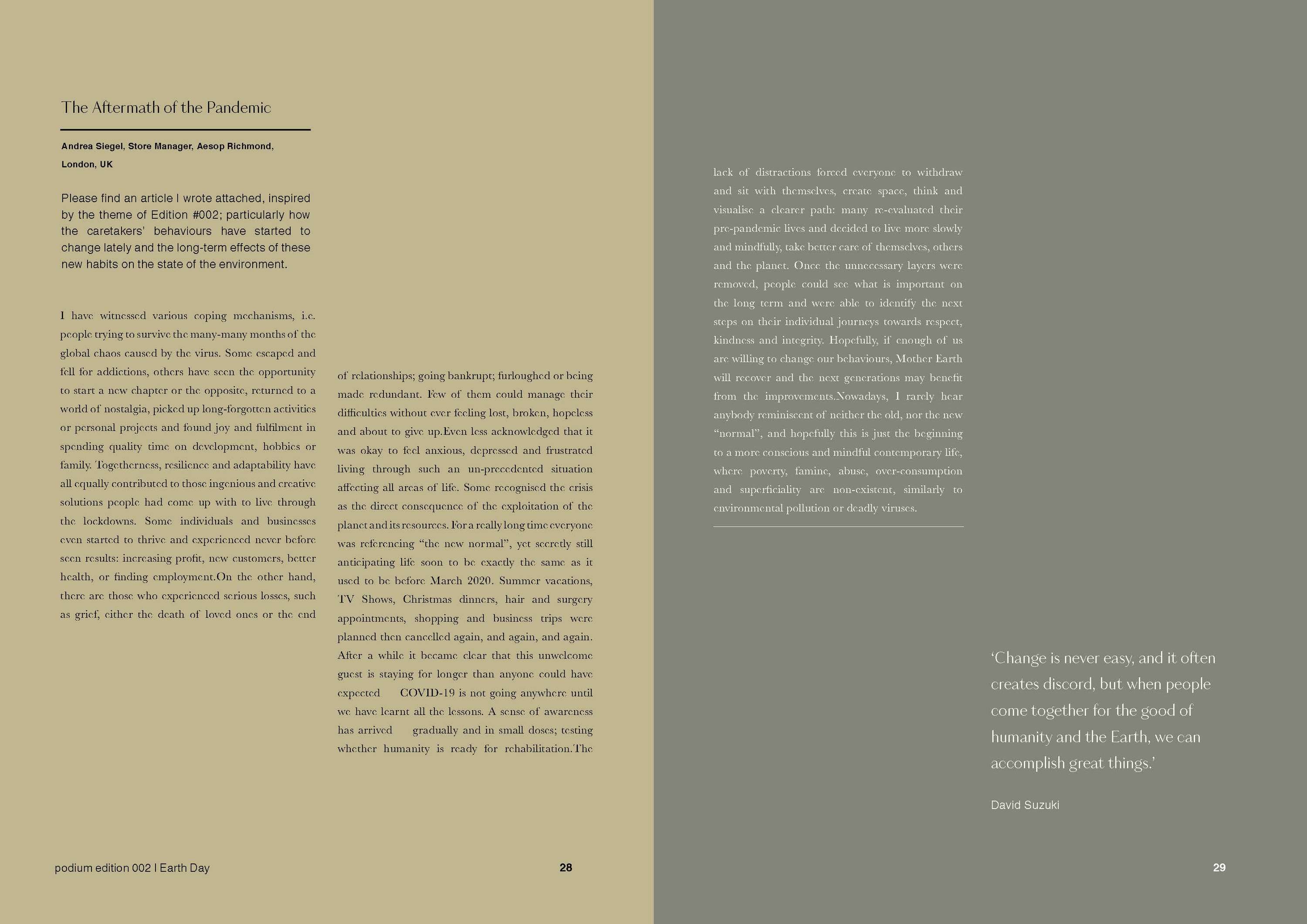 Articles Published in Aesop's Podium by Andrea Siegel