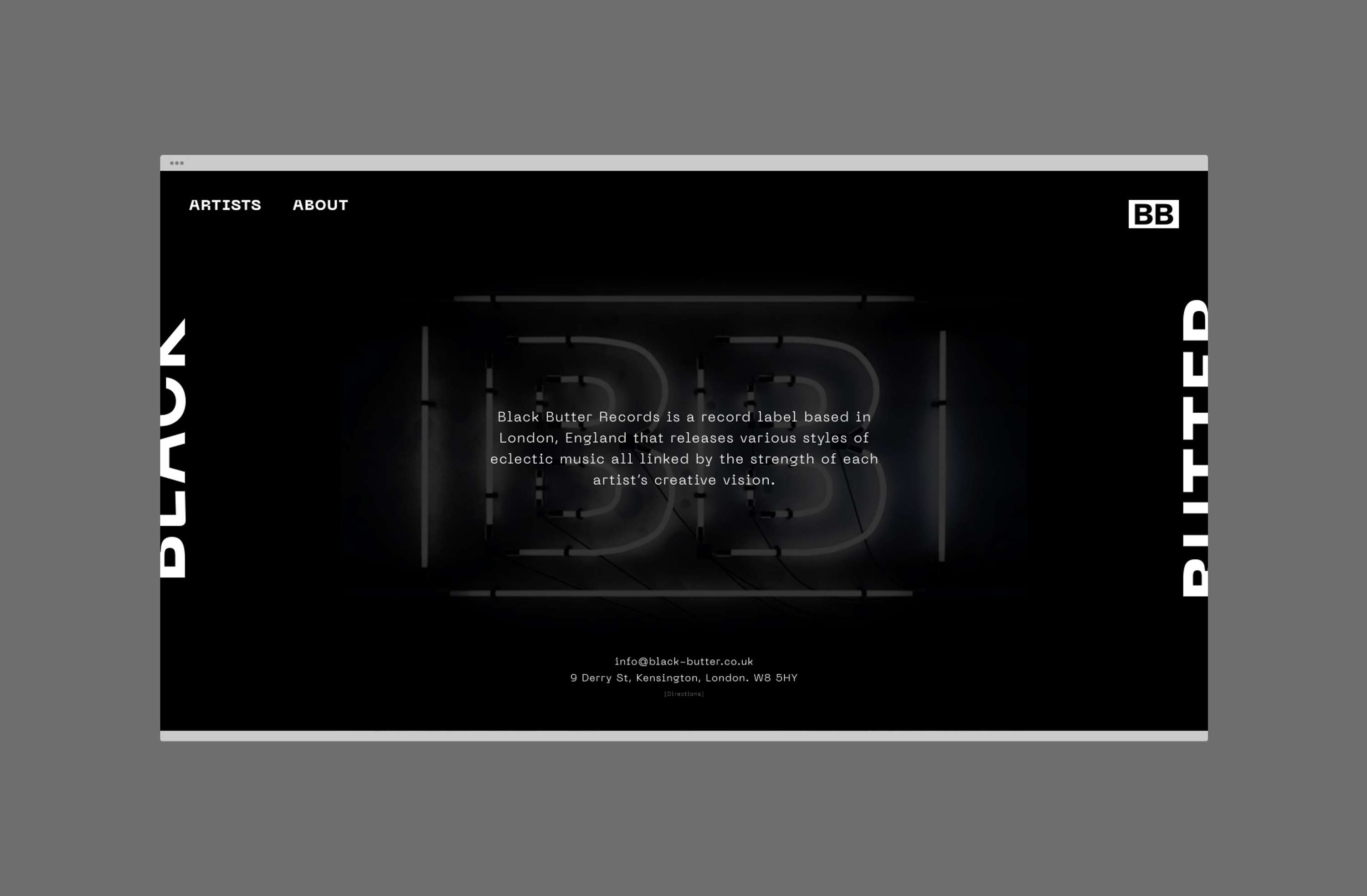 Black Butter Records - Website Design & Build by Tristan Palmer