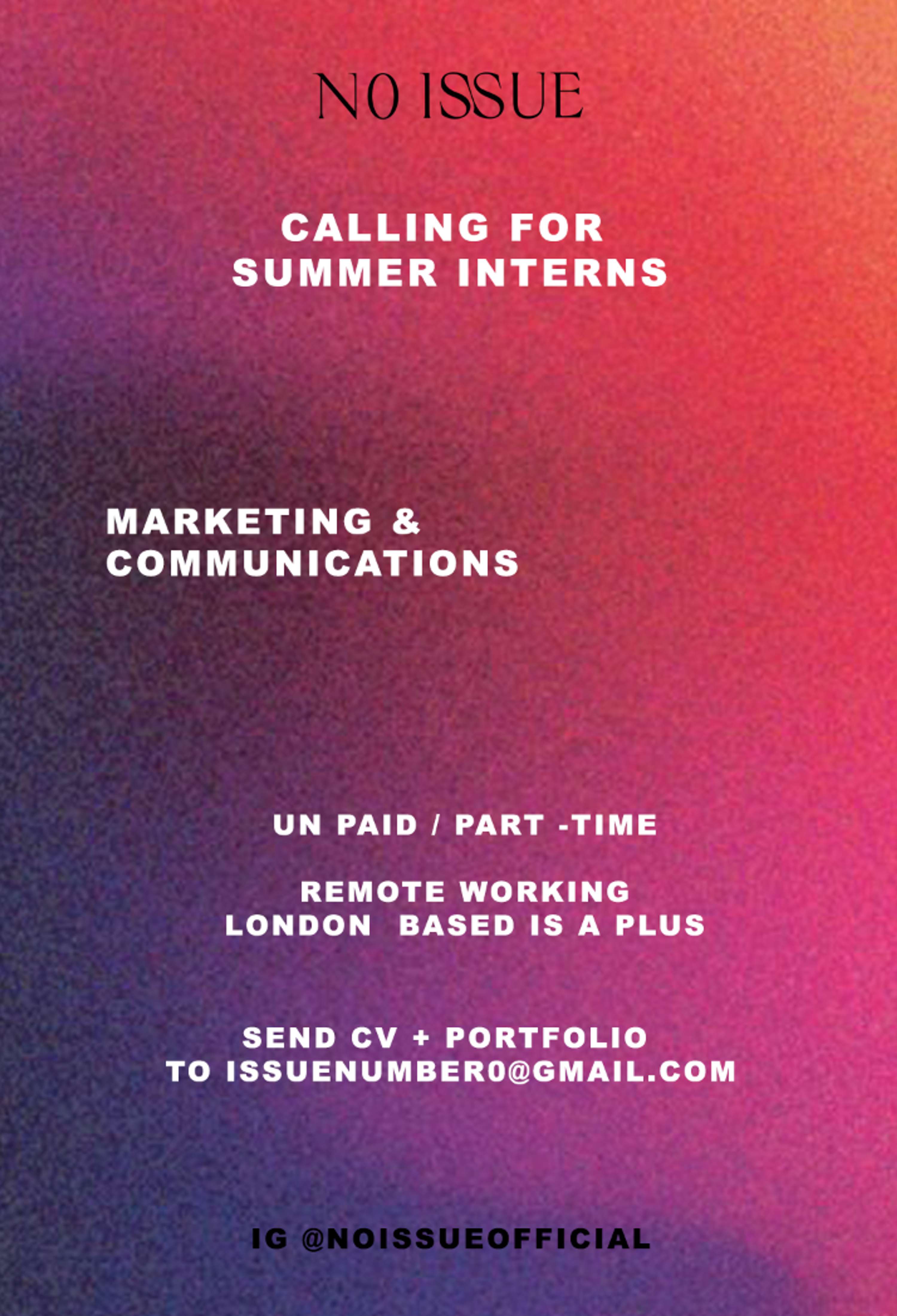 Looking for interns! by NO ISSUE