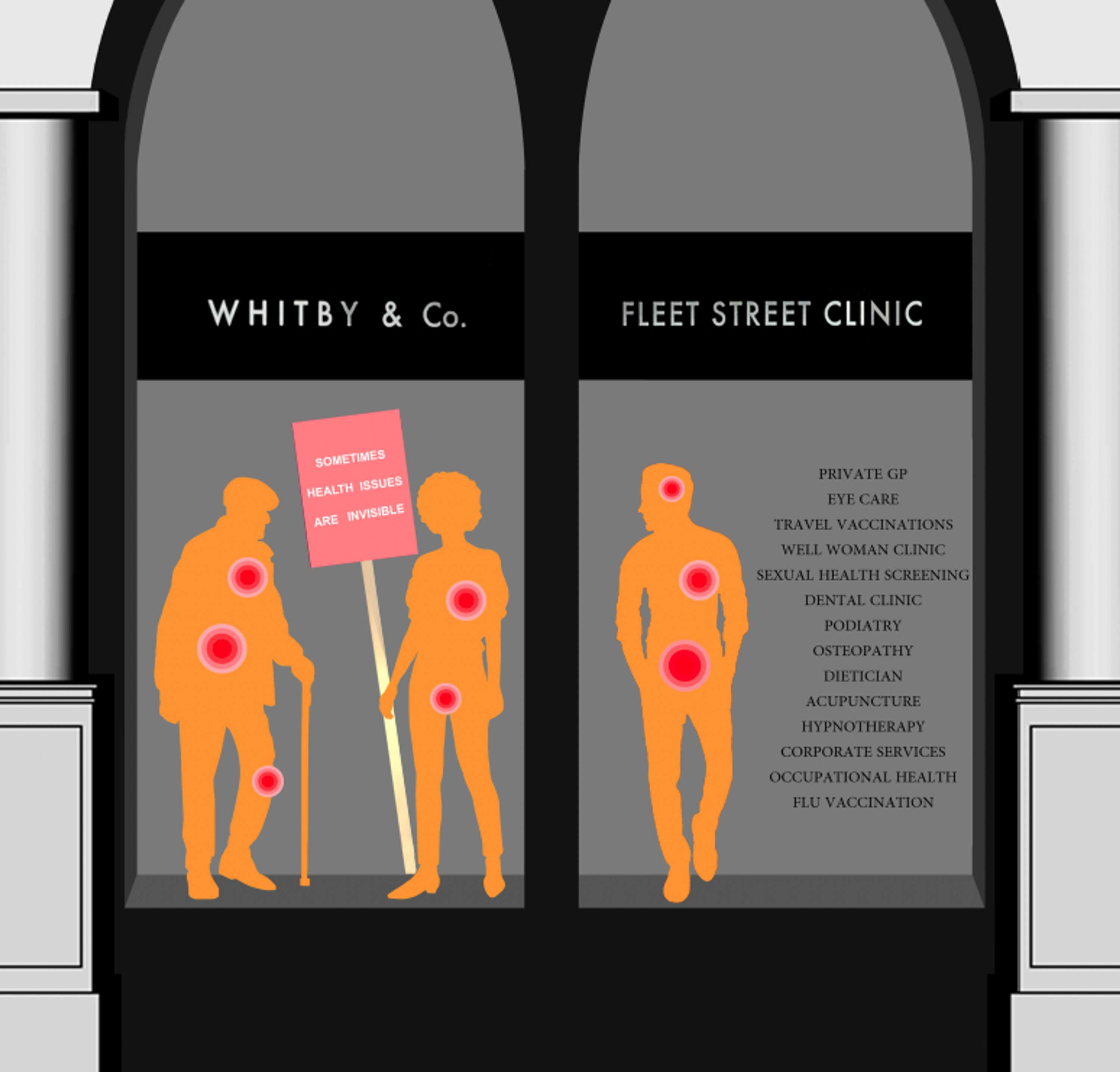 Fleet street Clinic - Window Display by Virginie Montagnon