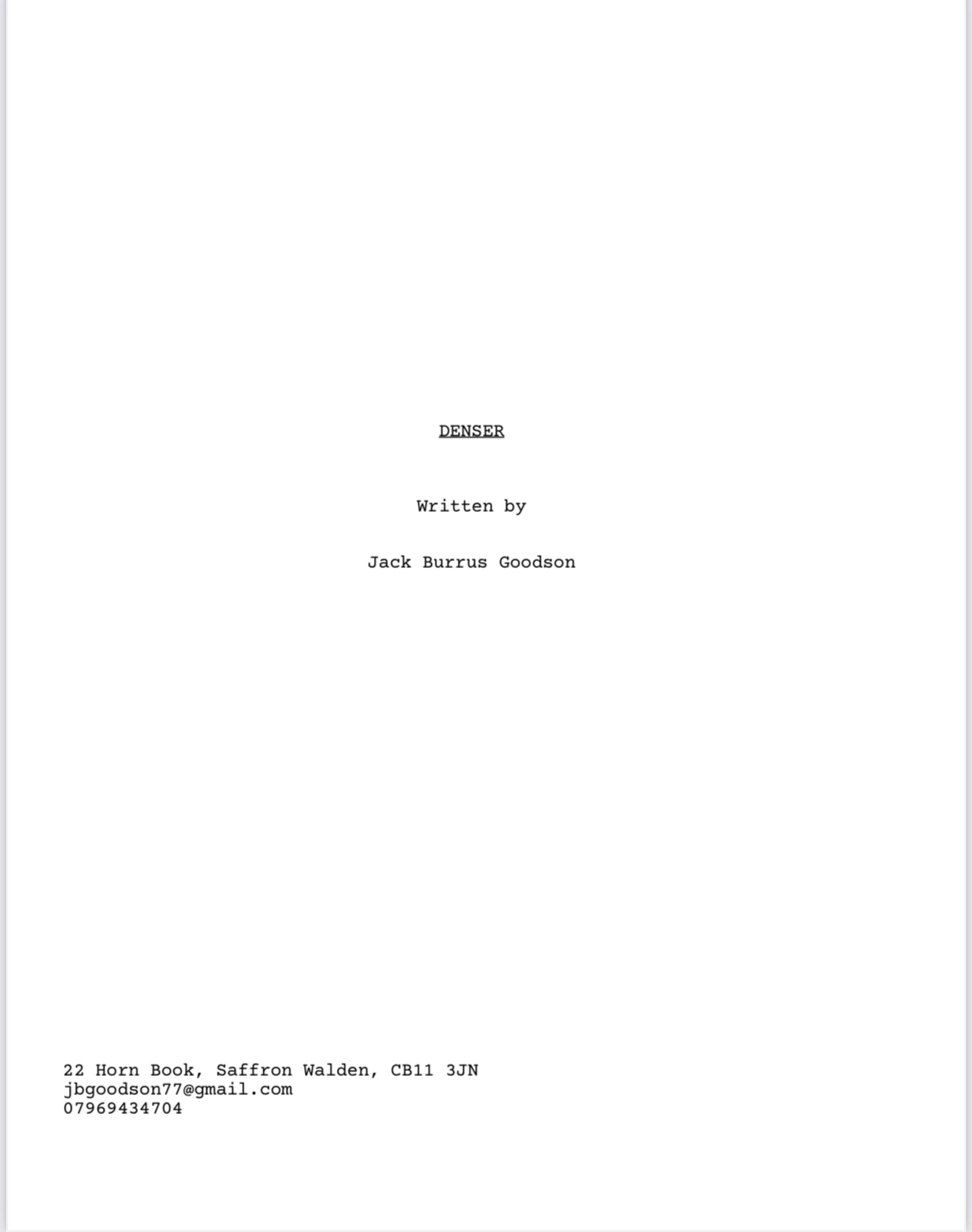 DENSER — A Dance Company Advertisement Script by Jack Goodson