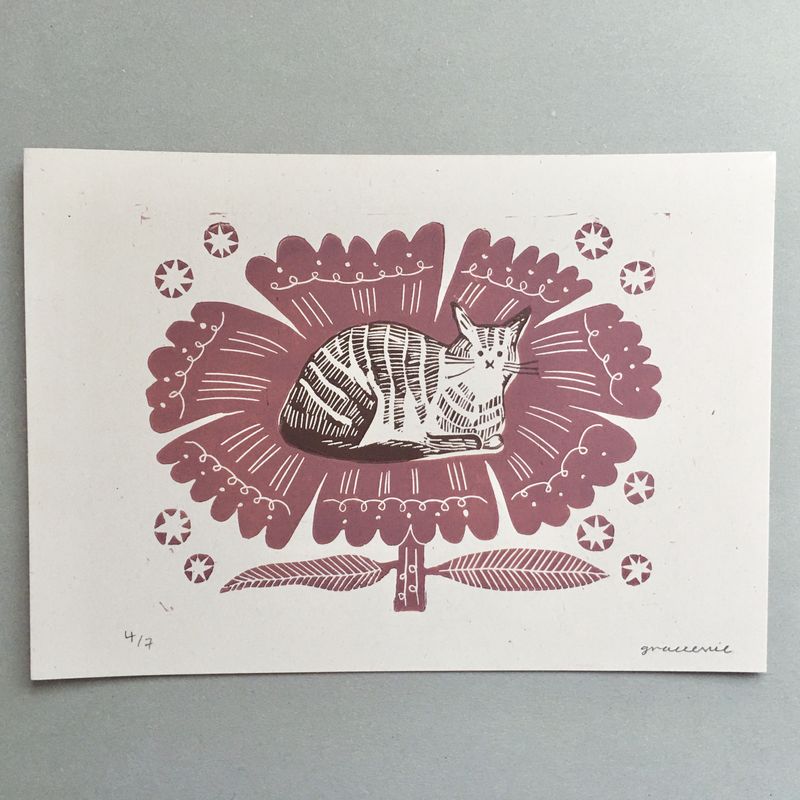 A series of cat prints by Grace Evie Brown