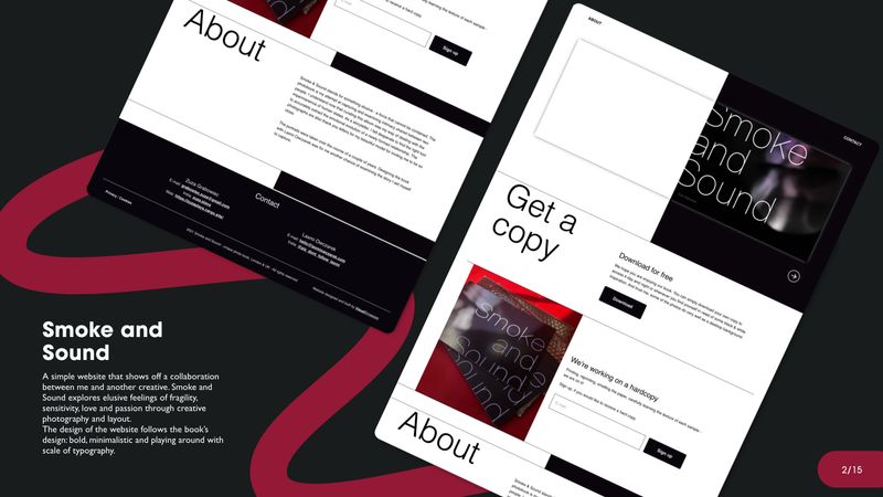 Website design for 'Smoke and Sound' by Laxmi Owczarek