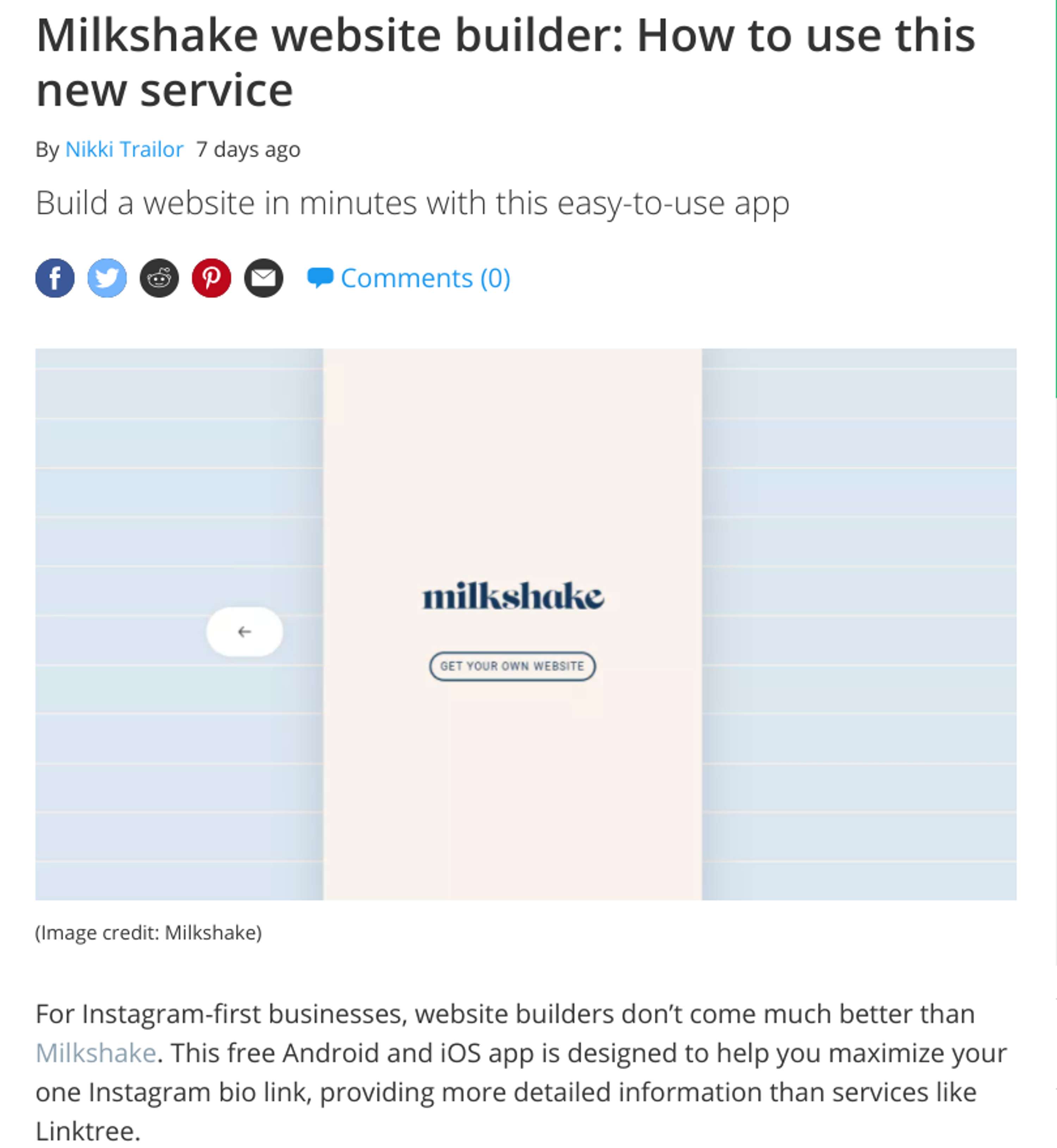 Milkshake website builder: how to use this new app by Nikki Trailor