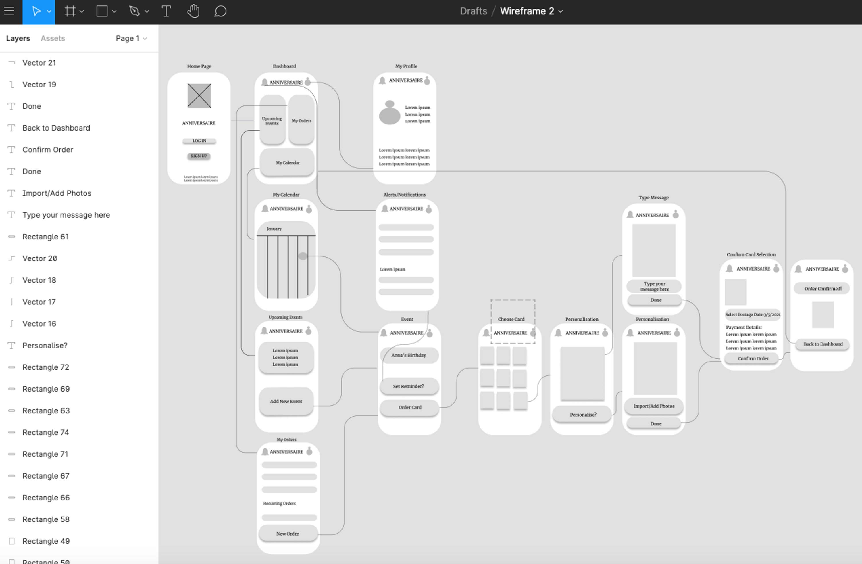 Anniversaire - UX App Prototype by Emma Thomas