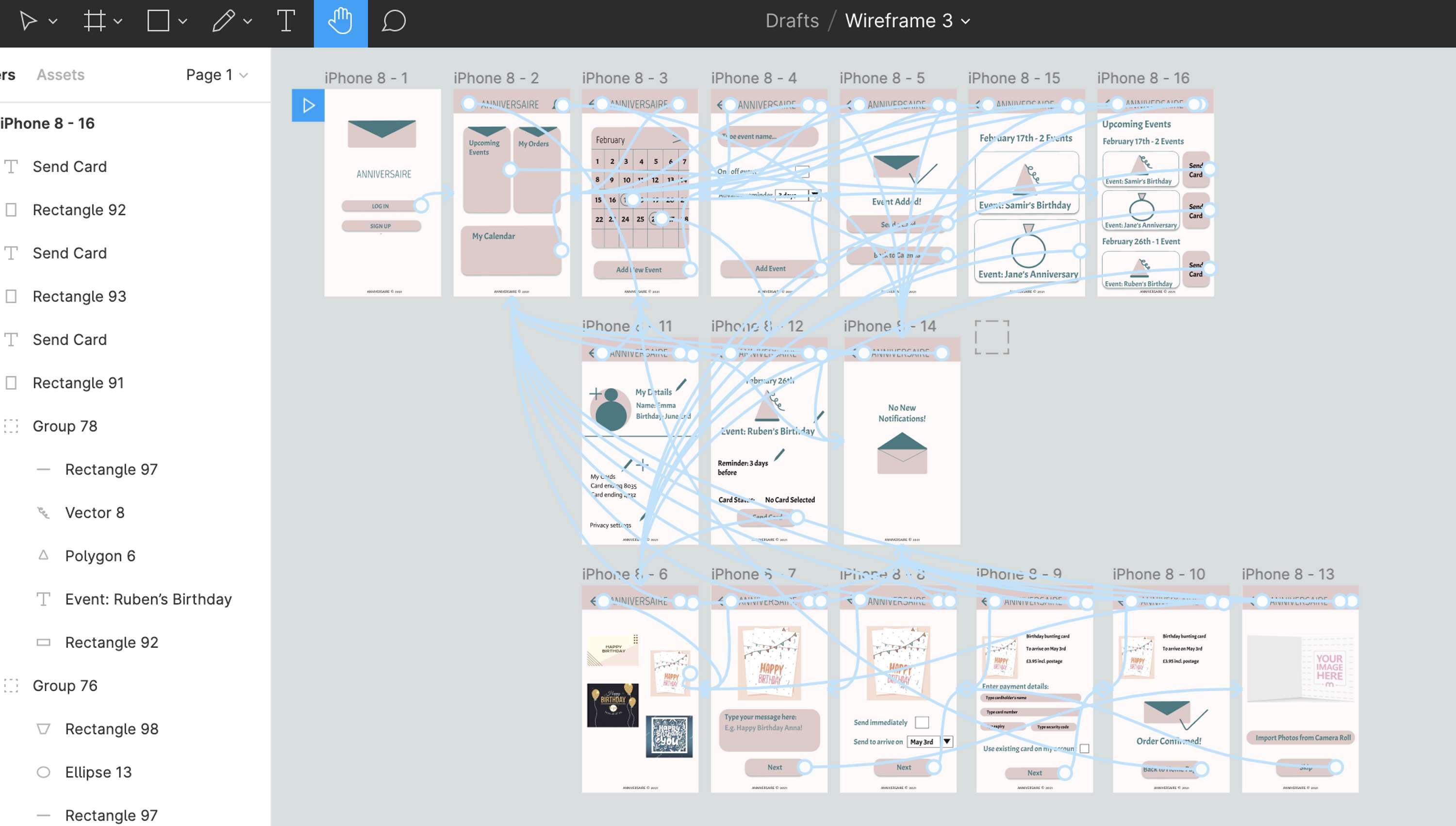 Anniversaire - UX App Prototype by Emma Thomas