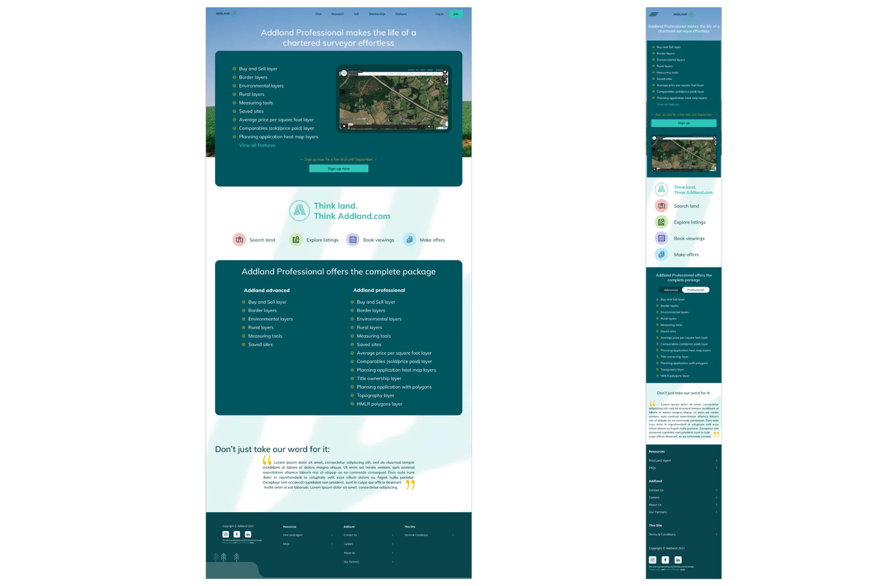 Addland landing page by Matt Lock