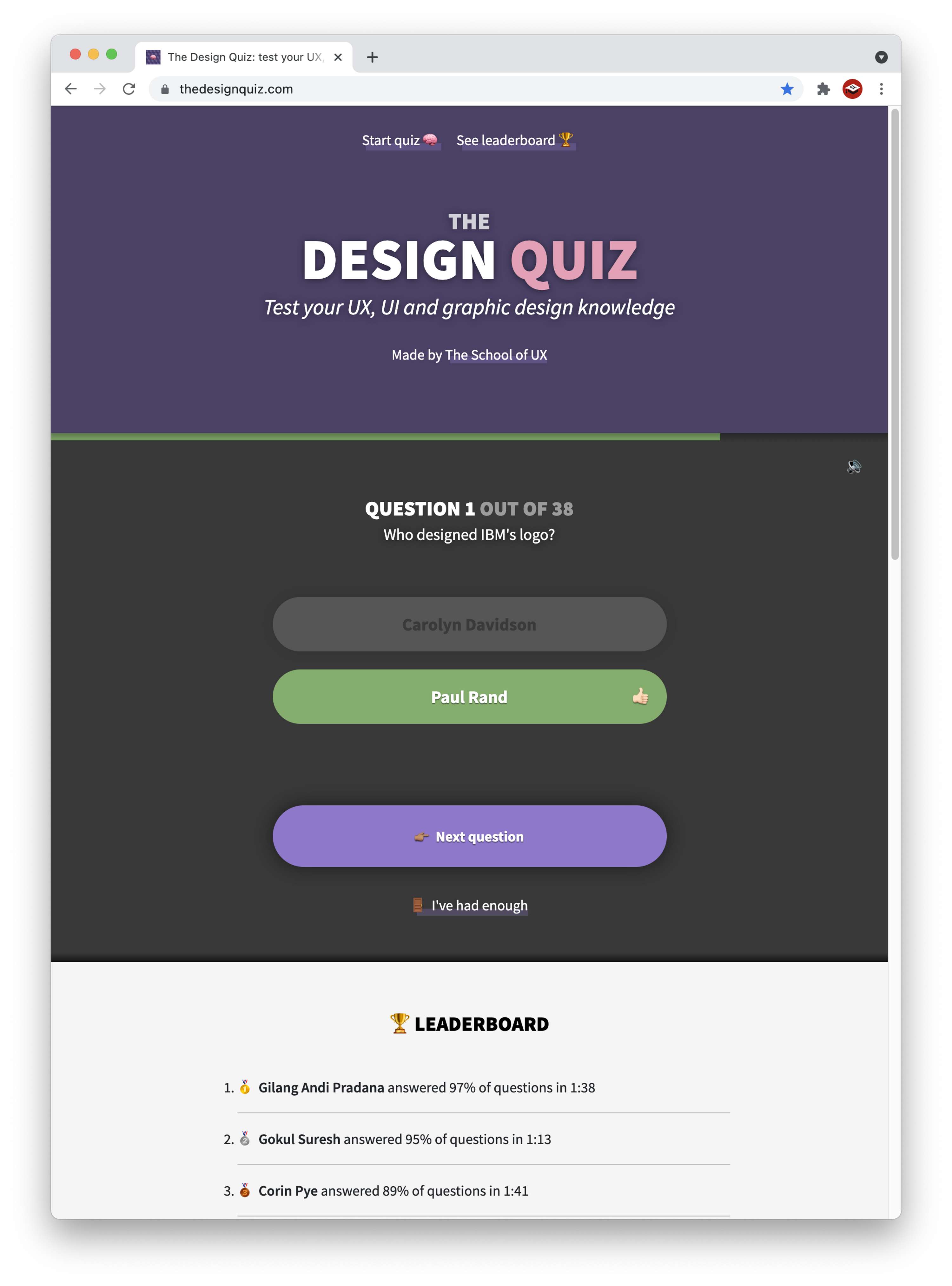 Test your UX, UI and graphic design knowledge with The Design Quiz by Sergei Golubev