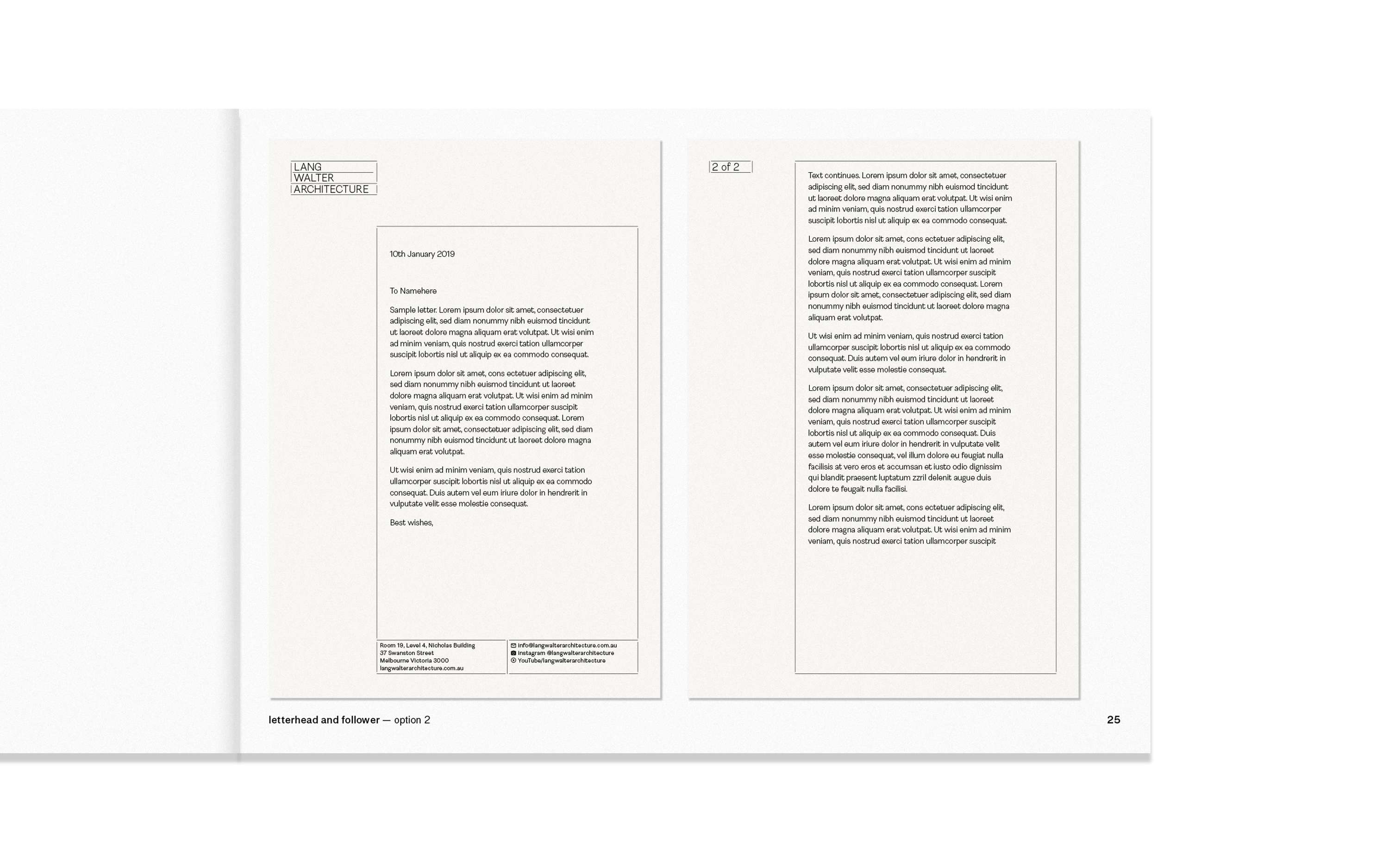 Lang Walter Architecture preliminary identity work by Michael Bojkowski