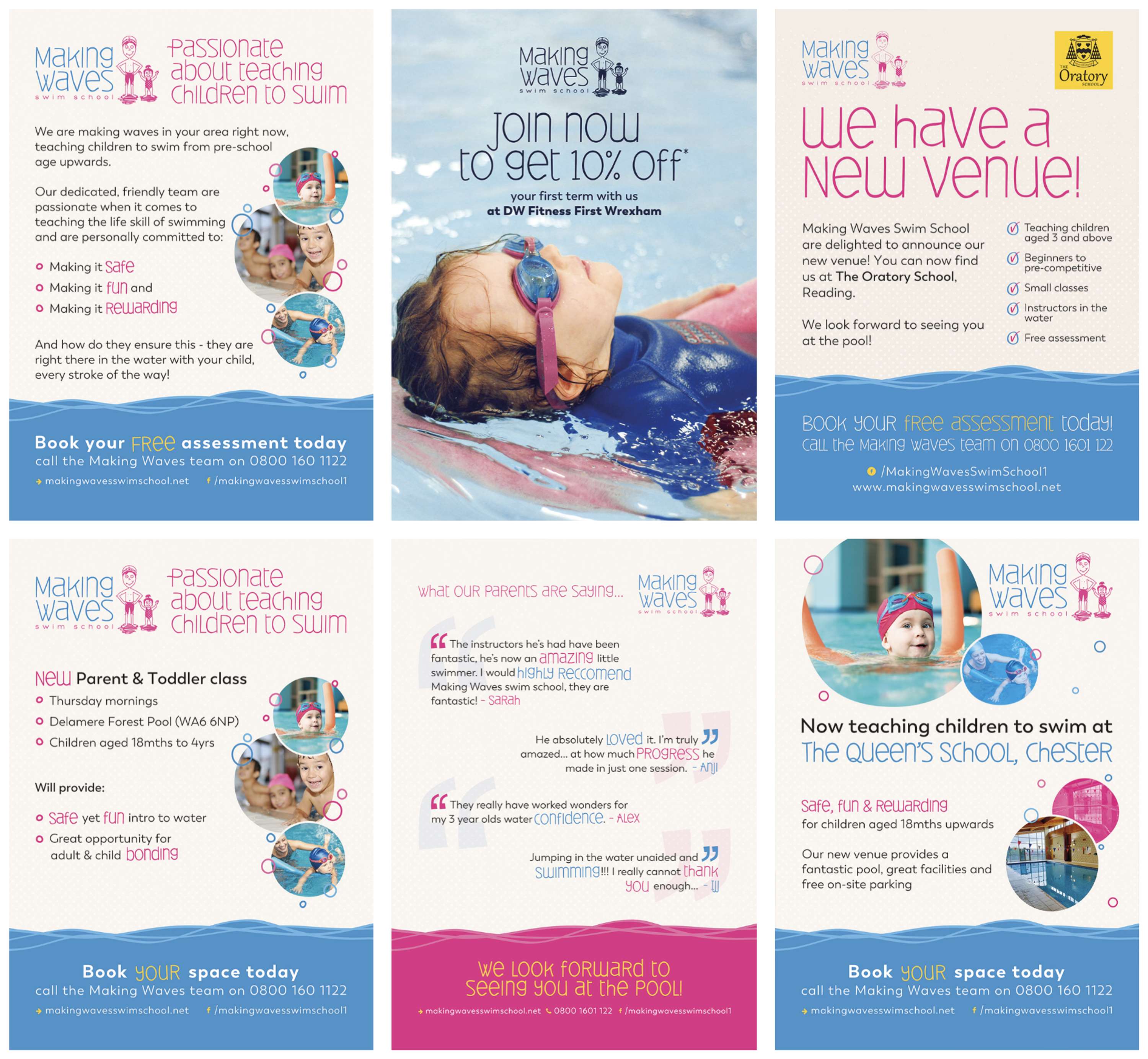 Fun branding and all round design for Making Waves Swim School by Livia Lucie