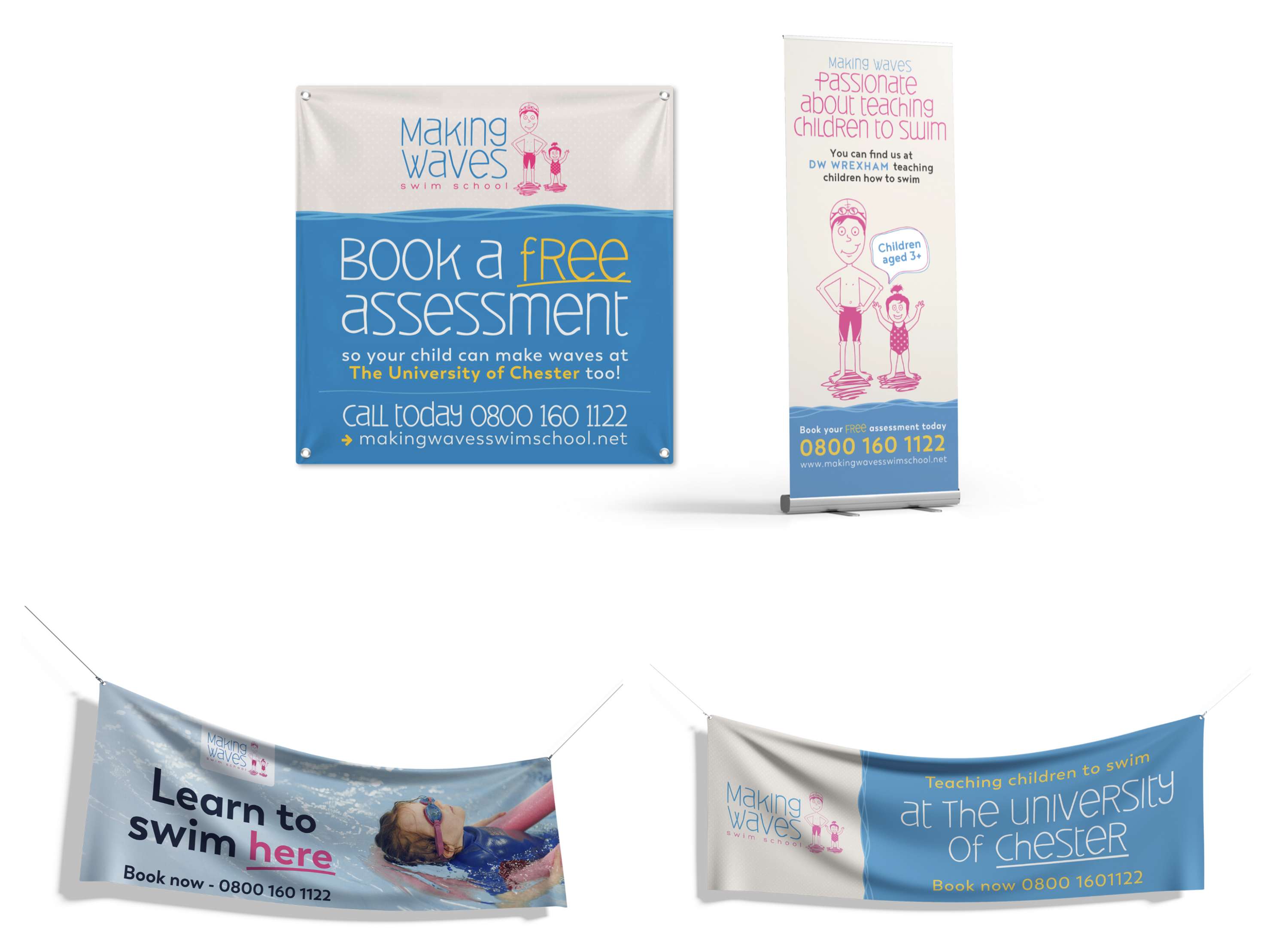 Fun branding and all round design for Making Waves Swim School by Livia Lucie