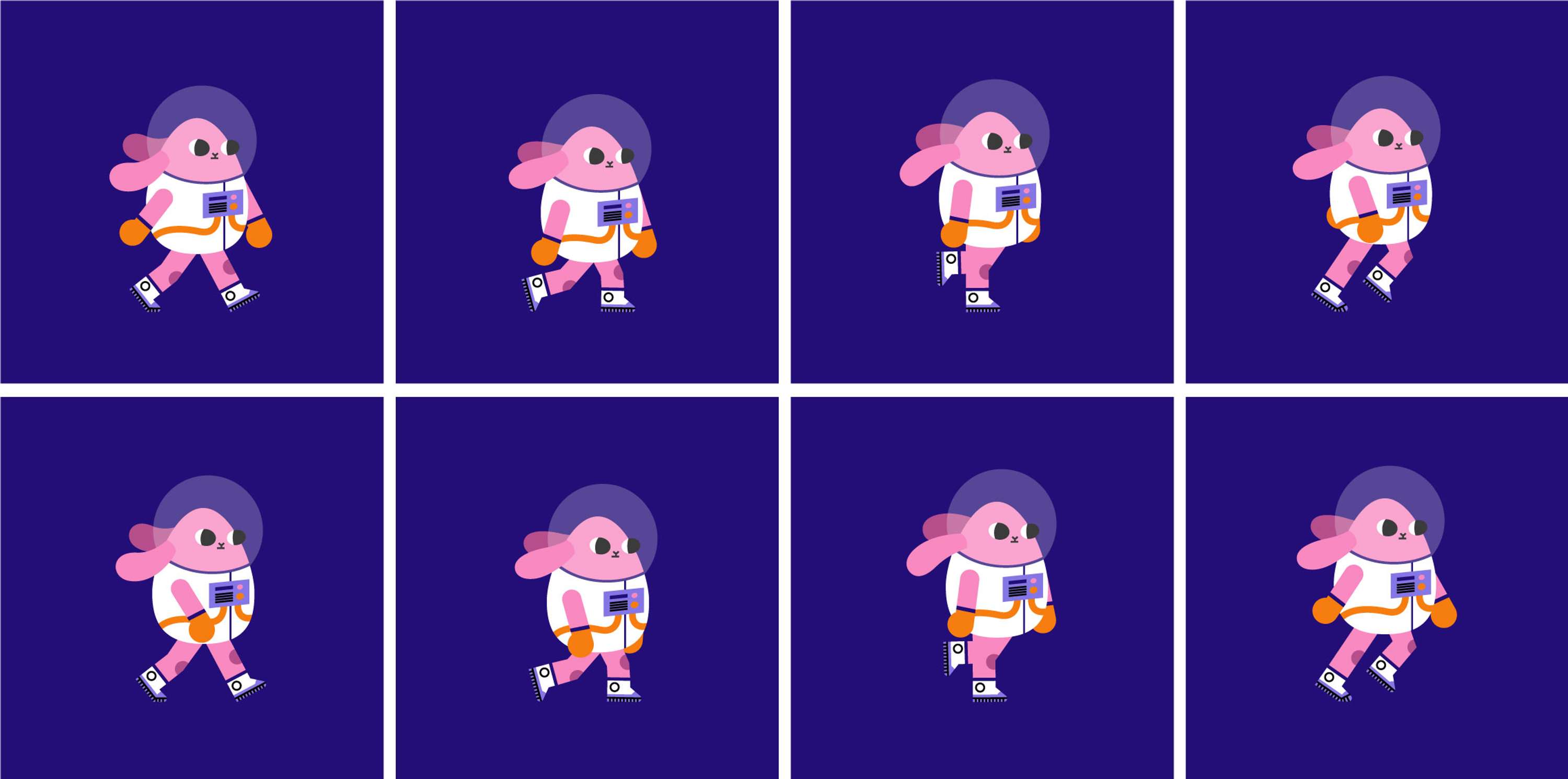 Space Bunny | Character Design & Walk Cycle by Vanessa Farano