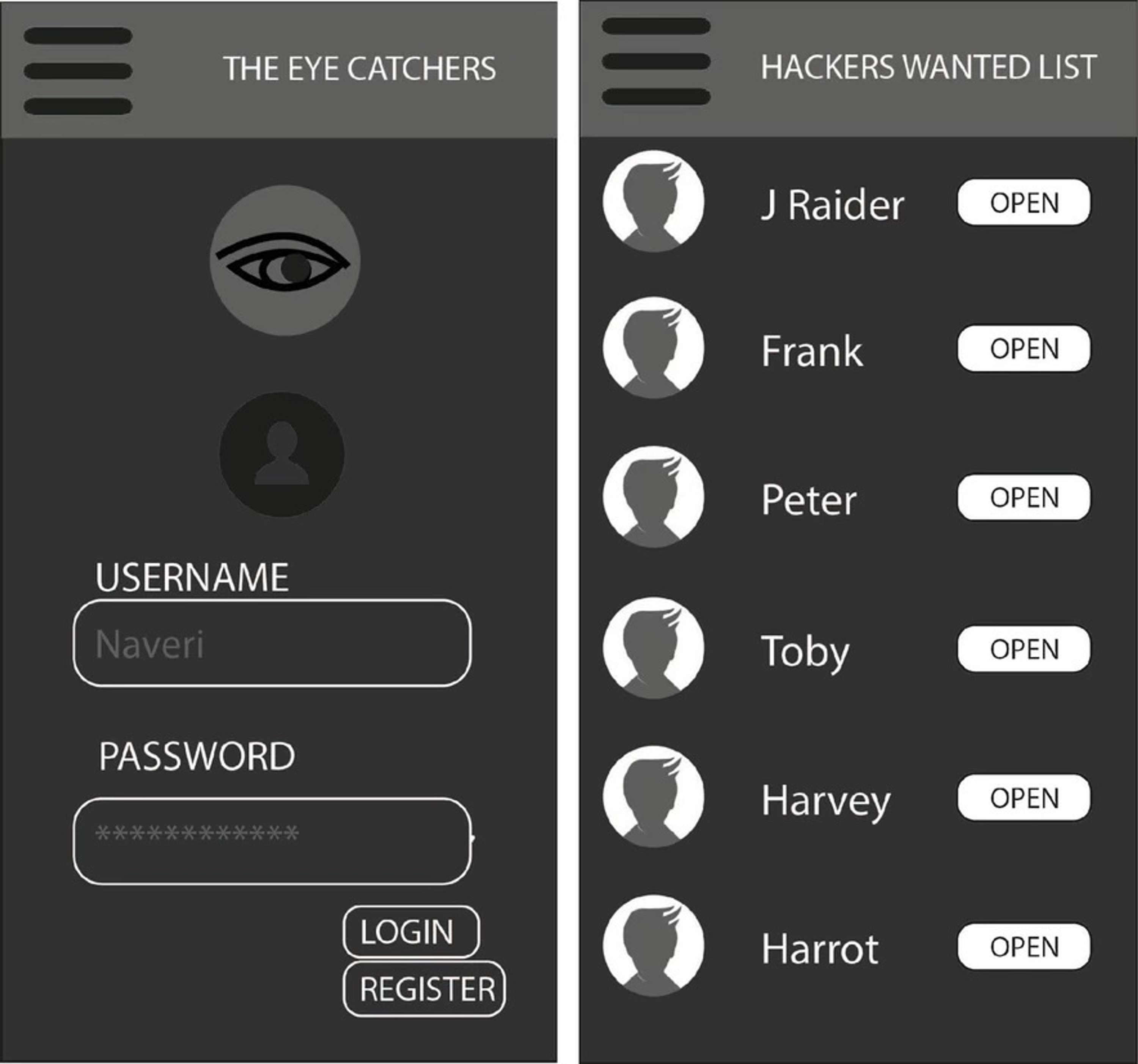 The Eye Catcher - Prototype App Design by Navira Ahmed