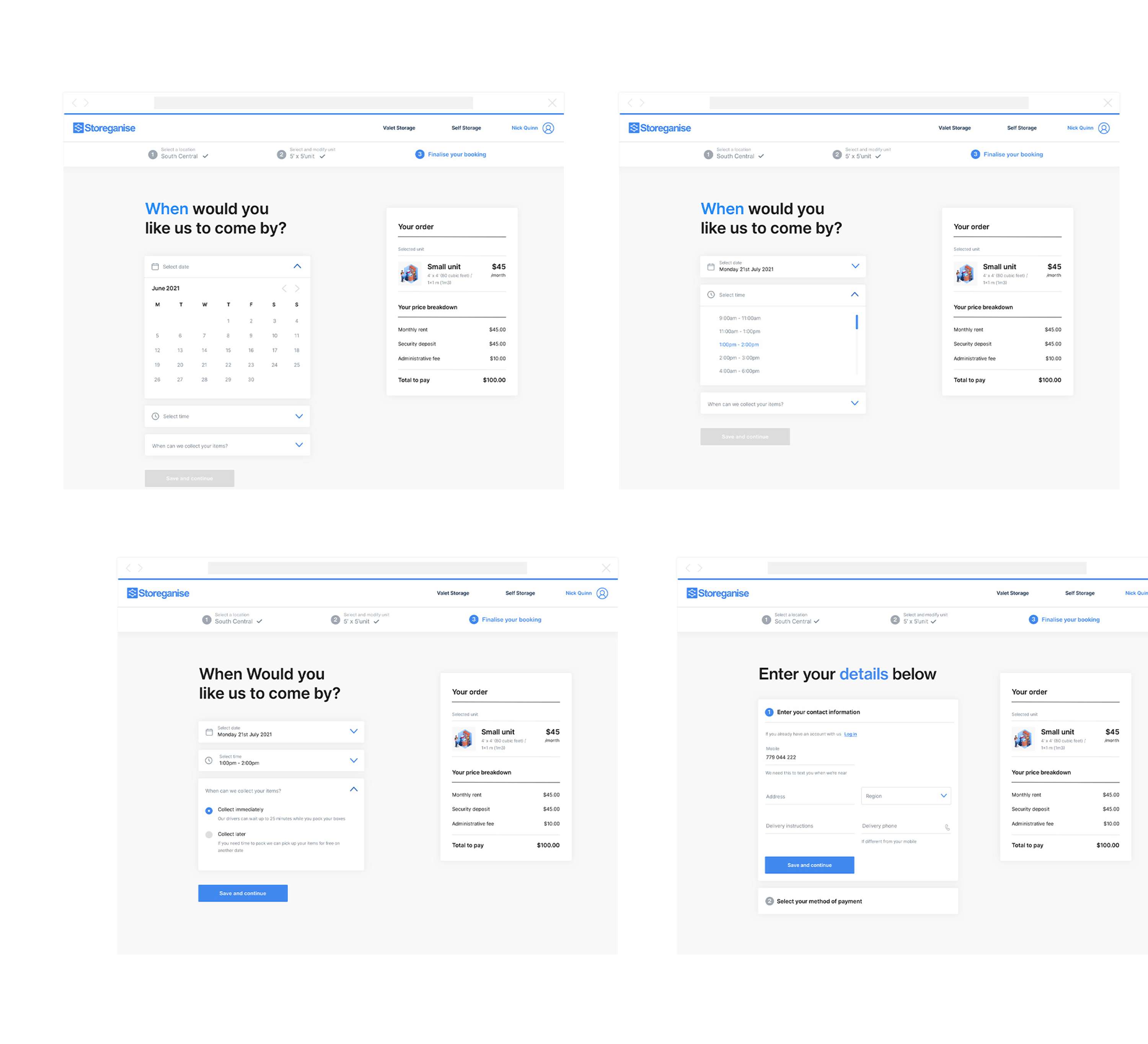 Designing a seamless booking experience for a self storage software company by Nick Quinn