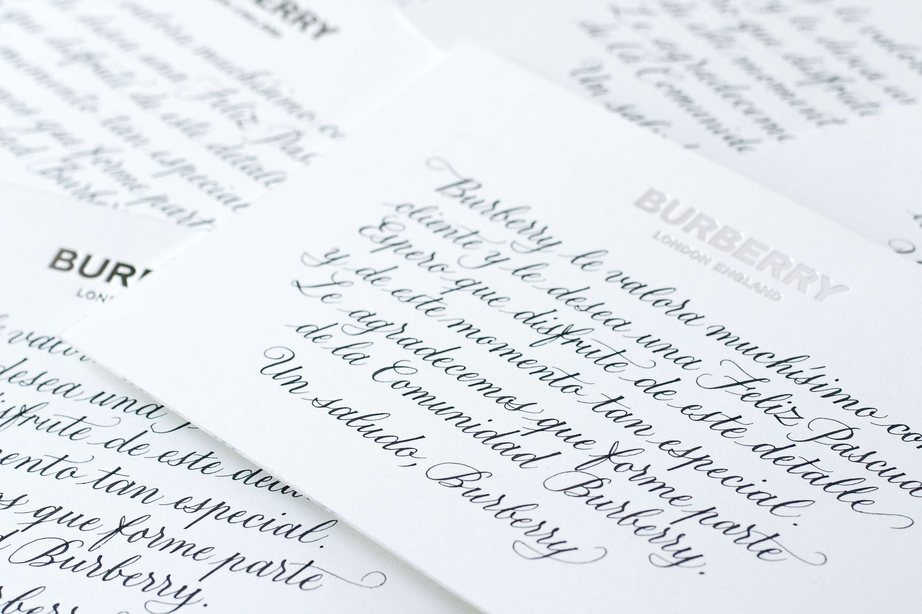 Custom Calligraphy for Burberry by Gina Serret