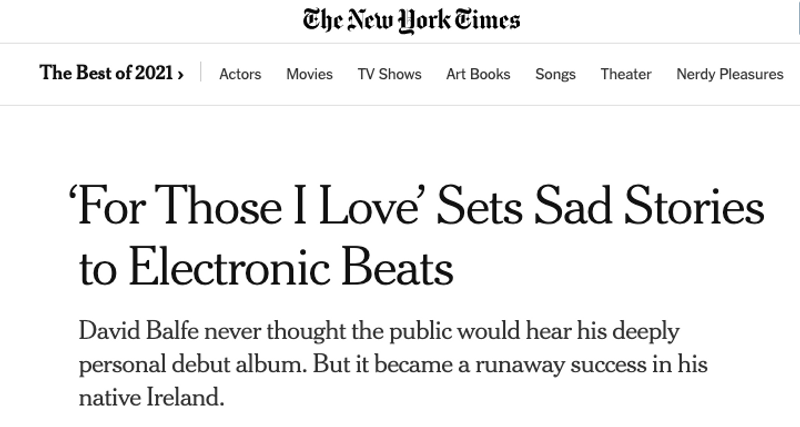 The New York Times x For Those I Love profile (Print and Online) by Amy Azarinejad