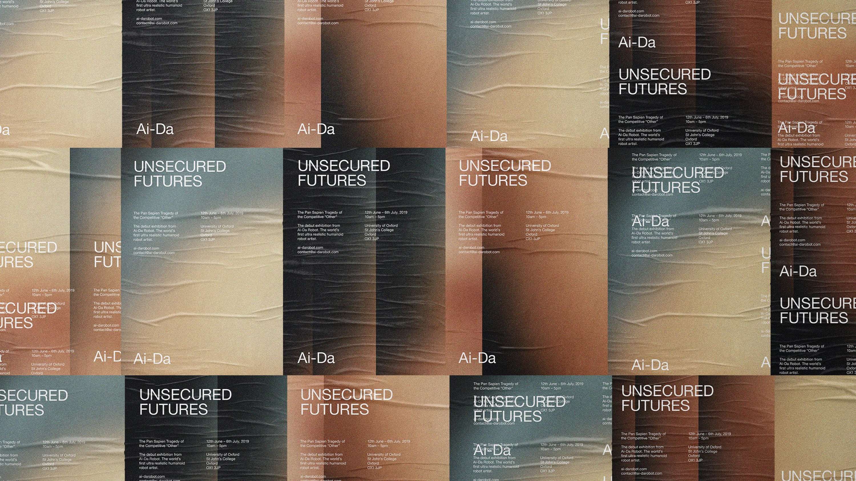 Ai-Da Robot 'Unsecured Futures' — Exhibition Graphics by Christian Johnstone