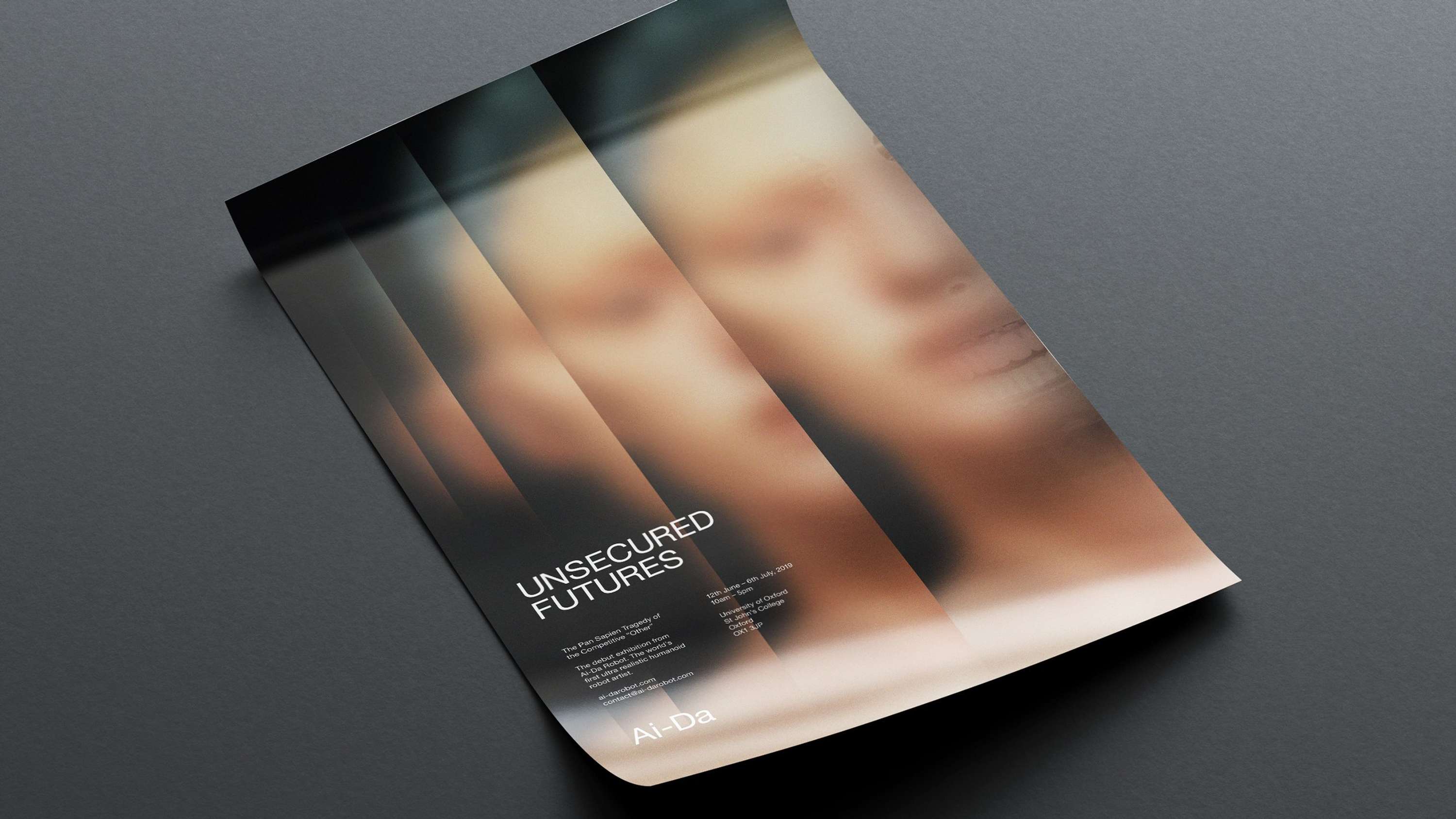 Ai-Da Robot 'Unsecured Futures' — Exhibition Graphics by Christian Johnstone