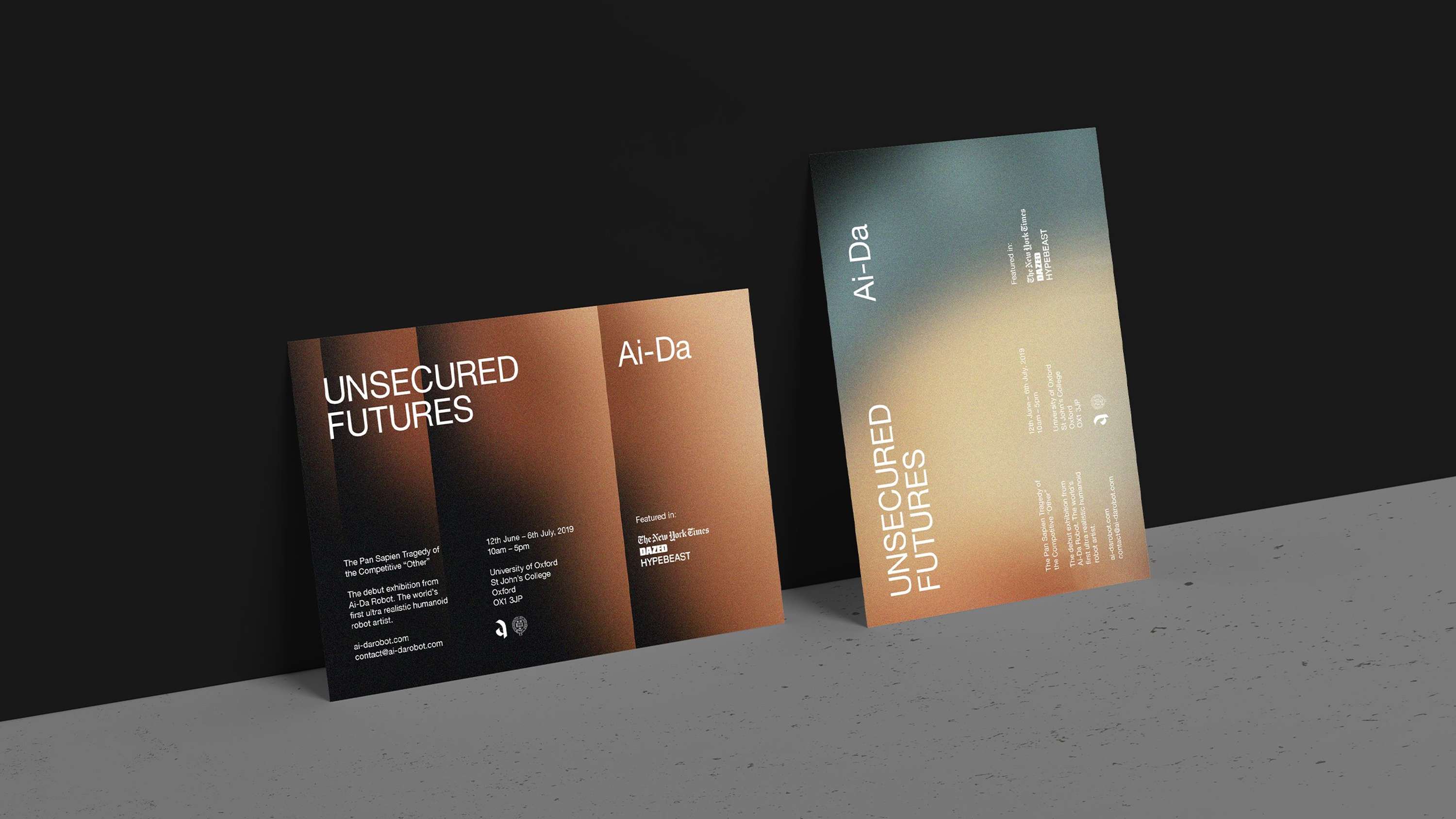 Ai-Da Robot 'Unsecured Futures' — Exhibition Graphics by Christian Johnstone