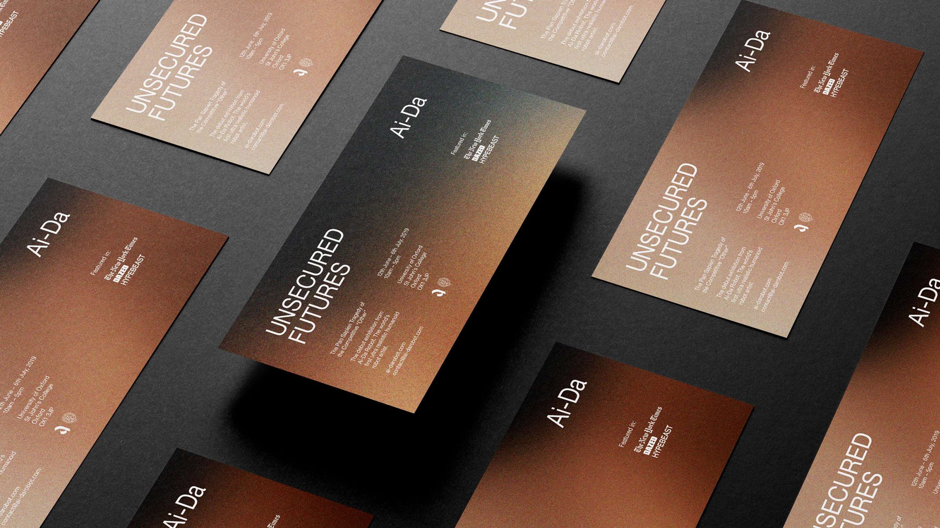 Ai-Da Robot 'Unsecured Futures' — Exhibition Graphics by Christian Johnstone