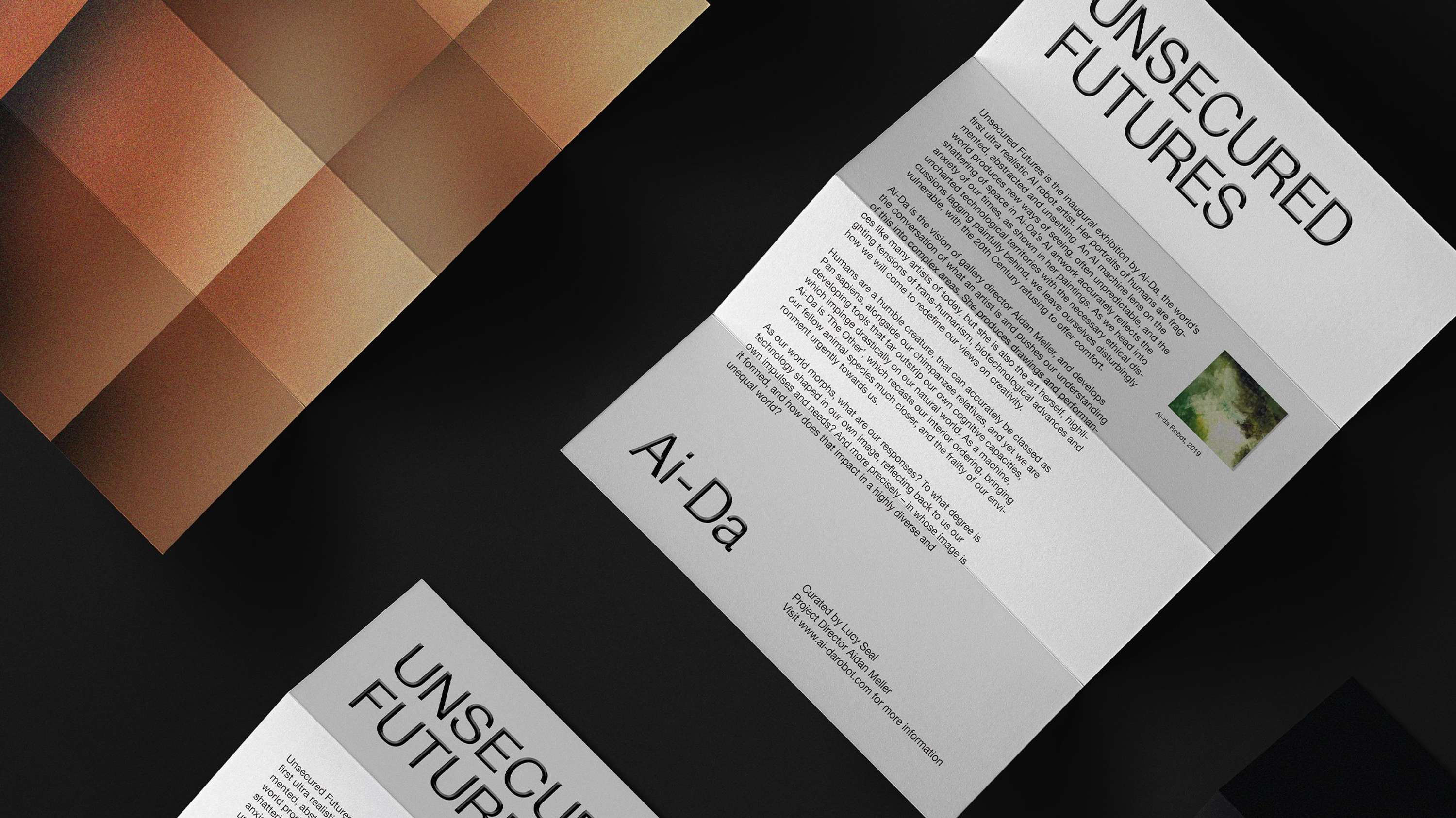 Ai-Da Robot 'Unsecured Futures' — Exhibition Graphics by Christian Johnstone