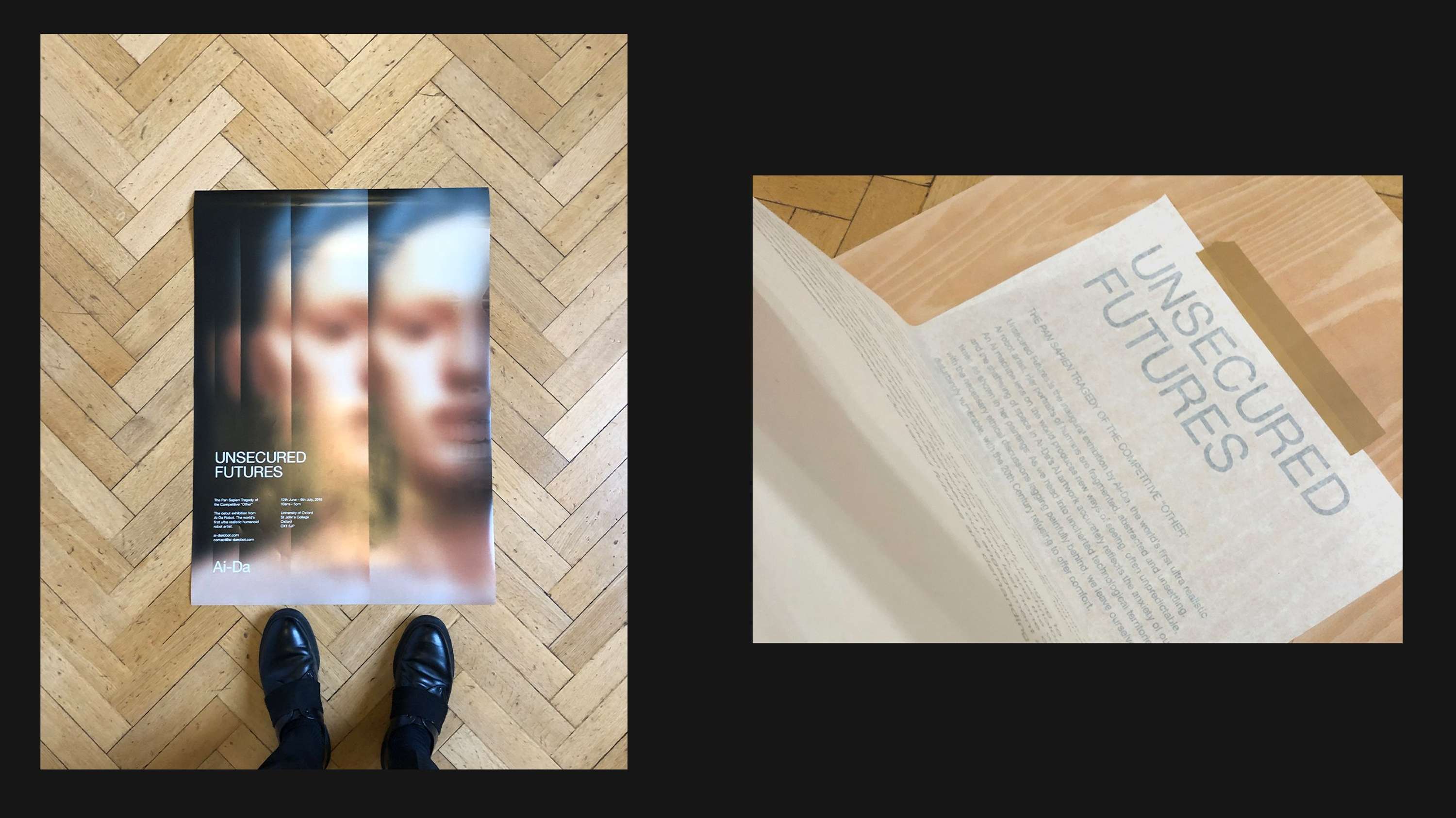Ai-Da Robot 'Unsecured Futures' — Exhibition Graphics by Christian Johnstone