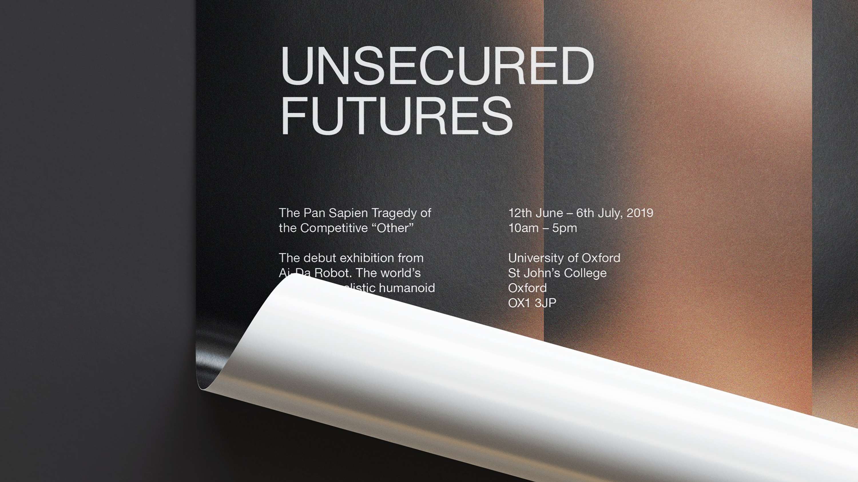 Ai-Da Robot 'Unsecured Futures' — Exhibition Graphics by Christian Johnstone