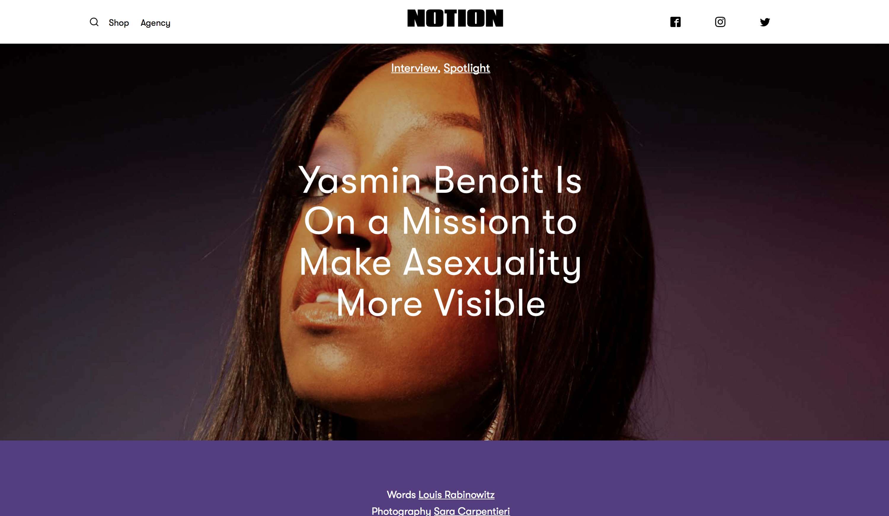 NOTION - Yasmin Benoit Is On A Mission To Make Asexuality More Visible by Sara Carpentieri
