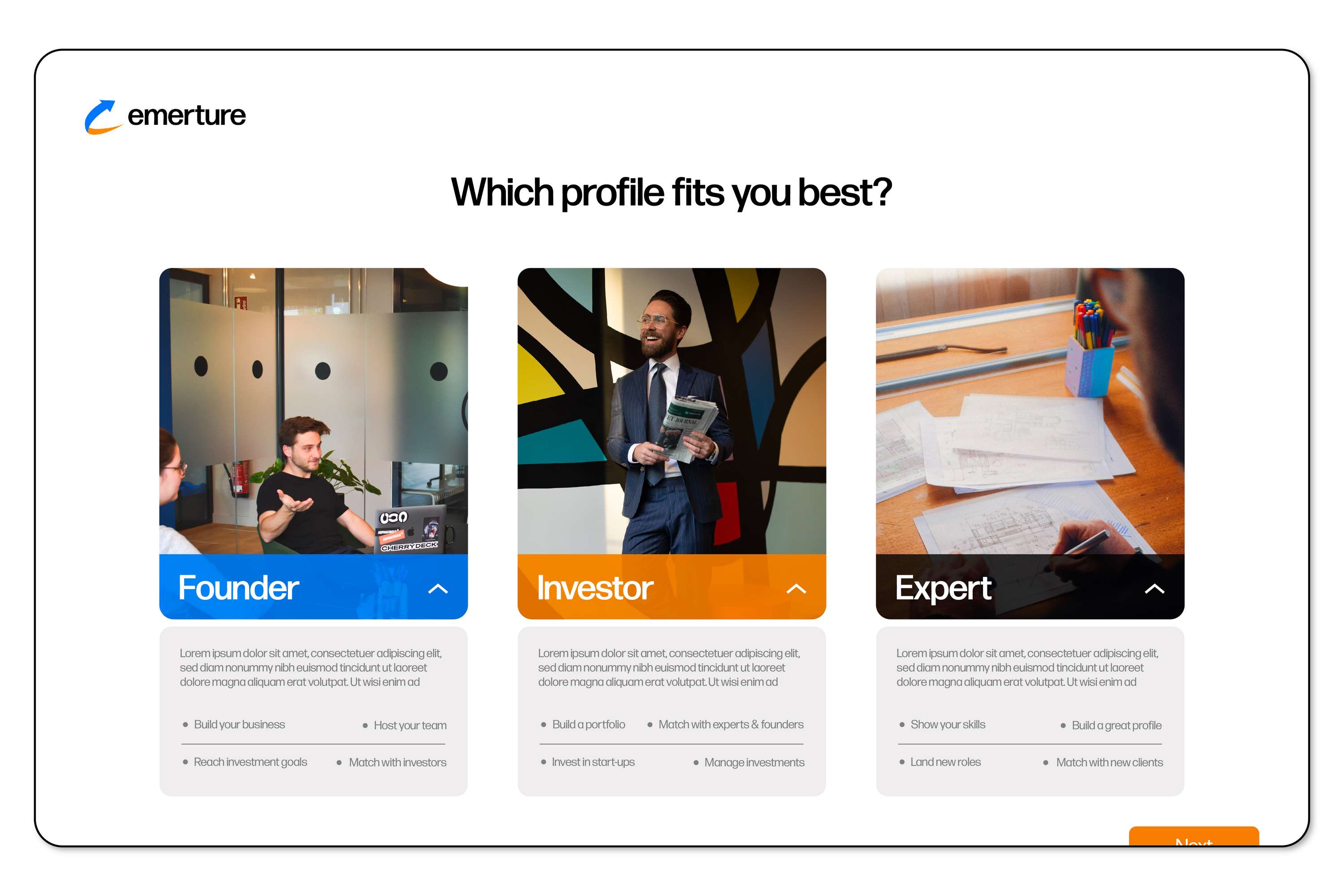 Emerture UI Design by Samuel Grosvenor