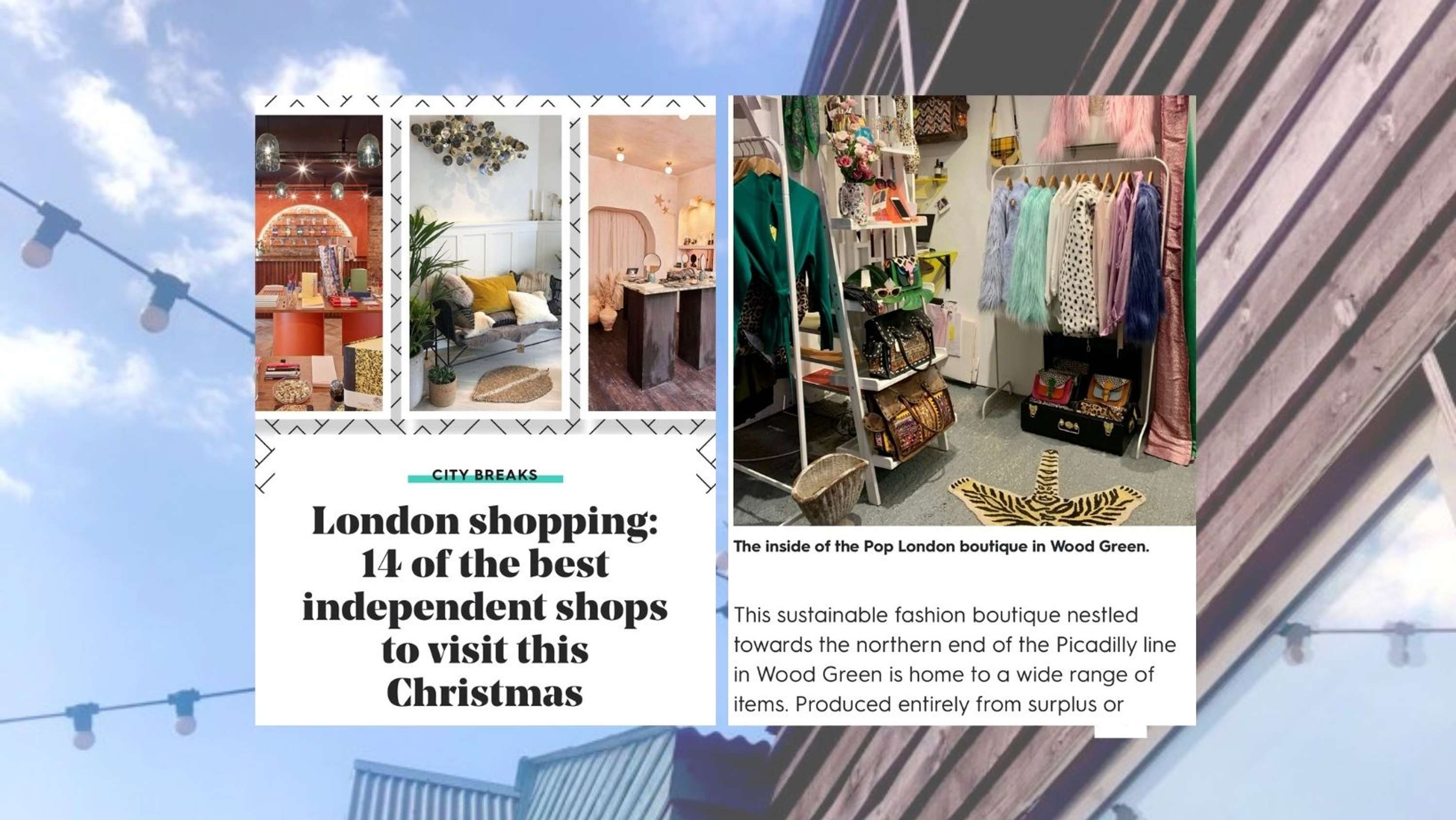 Pop London selected as one of London's best independent shops by Shazia Saleem