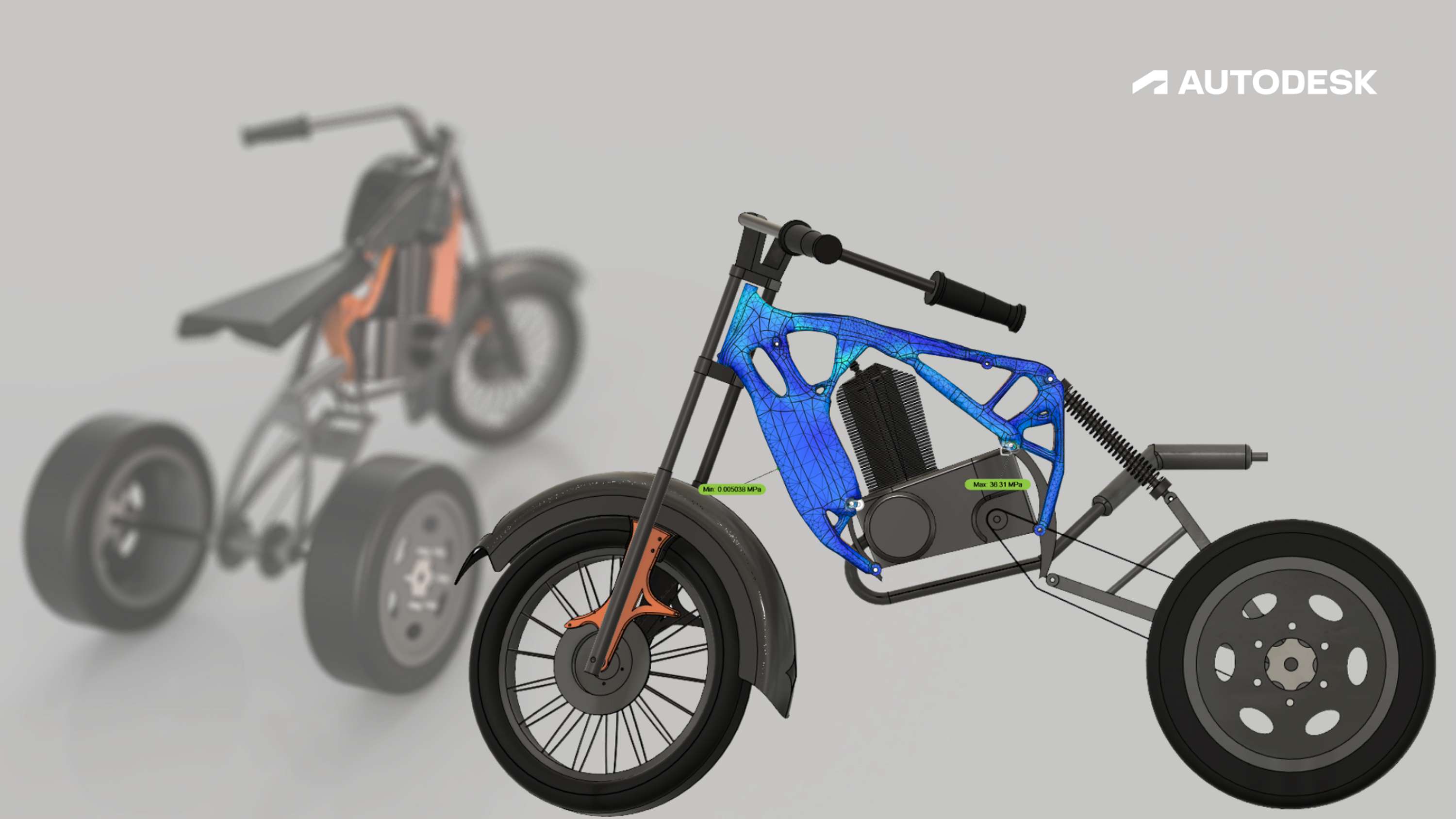 Motorised Tricycle - Generative Design - structural optimization Fusion 360 by Lucas Lira