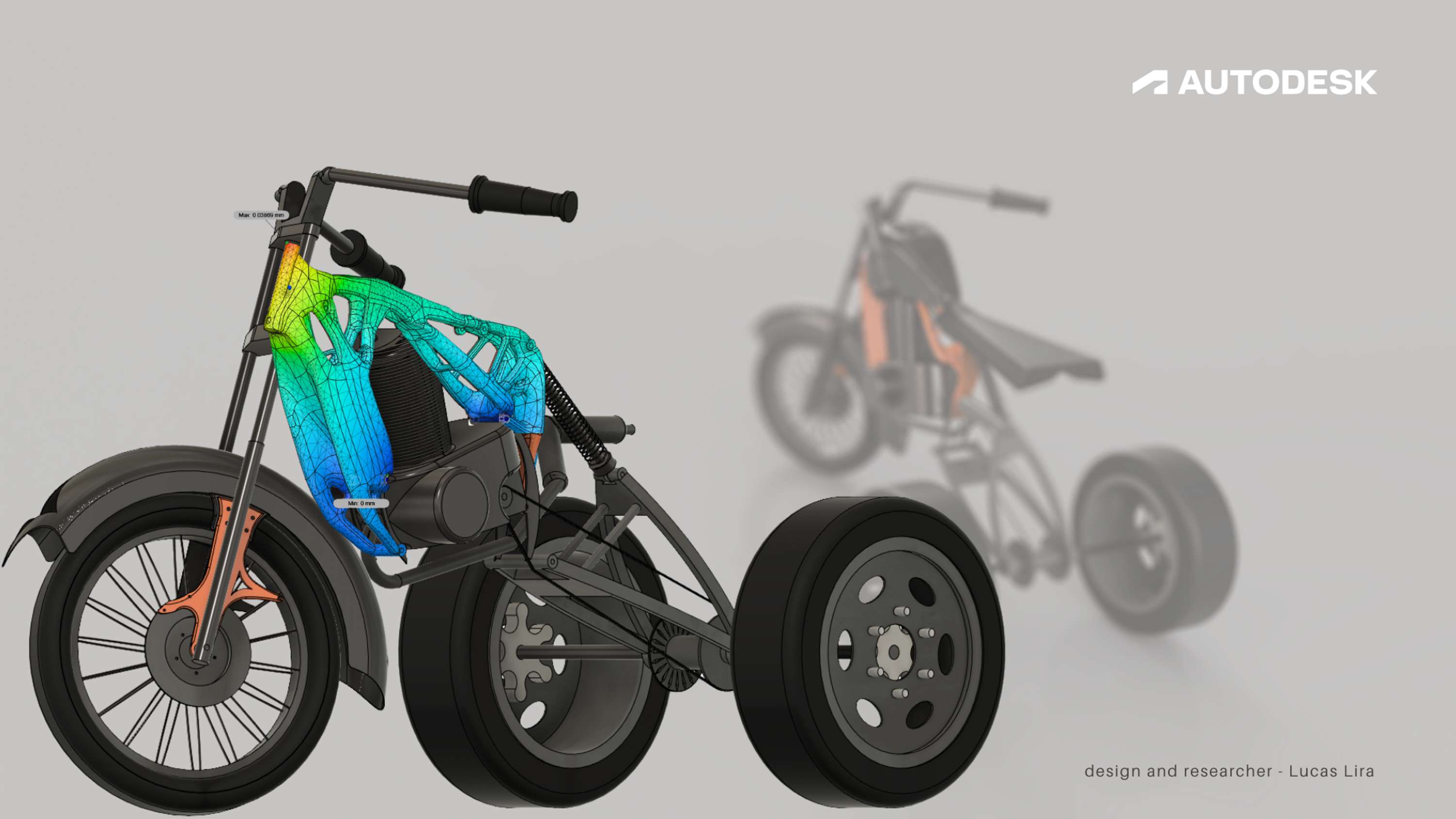 Motorised Tricycle - Generative Design - structural optimization Fusion 360 by Lucas Lira