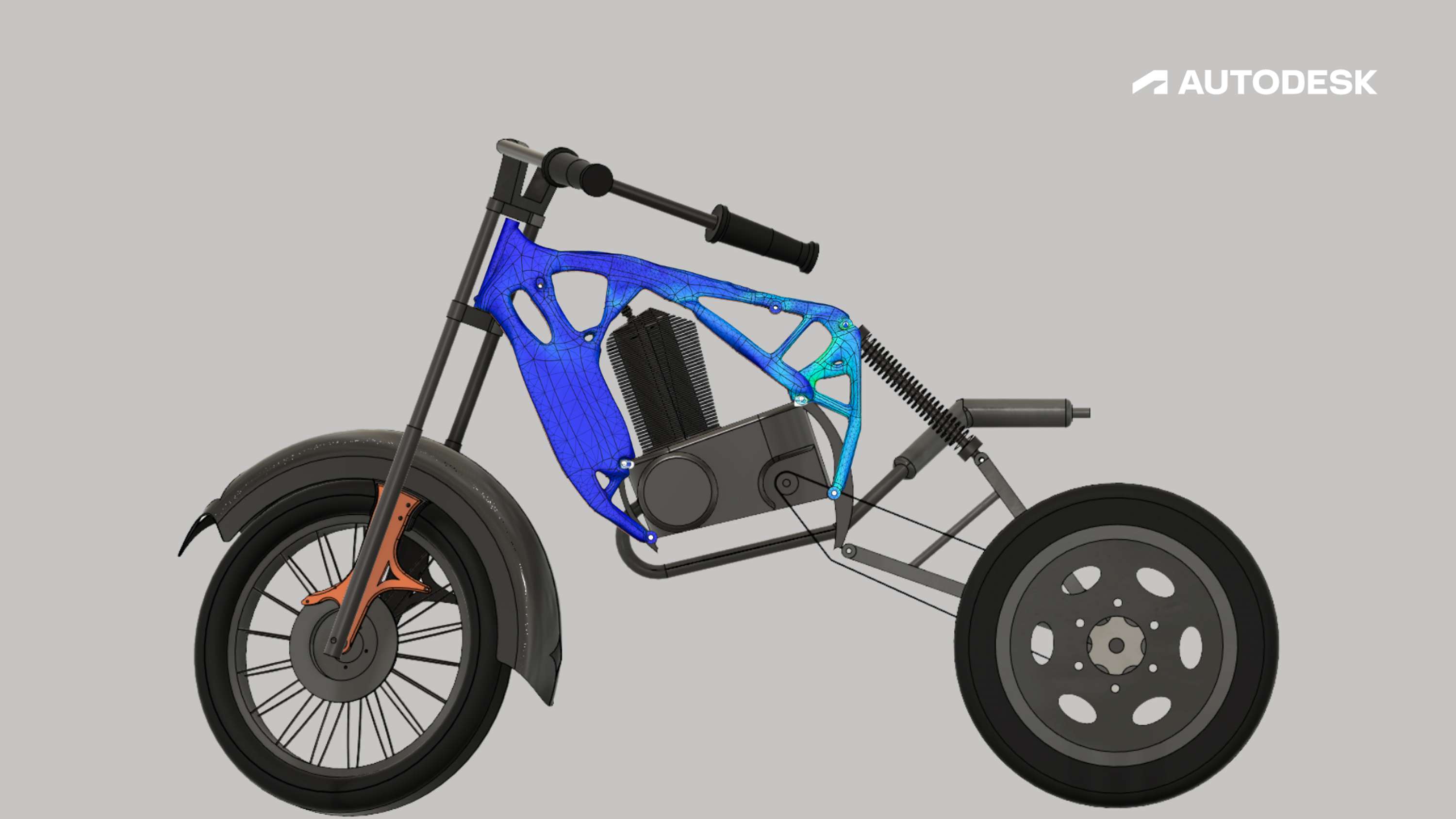 Motorised Tricycle - Generative Design - structural optimization Fusion 360 by Lucas Lira