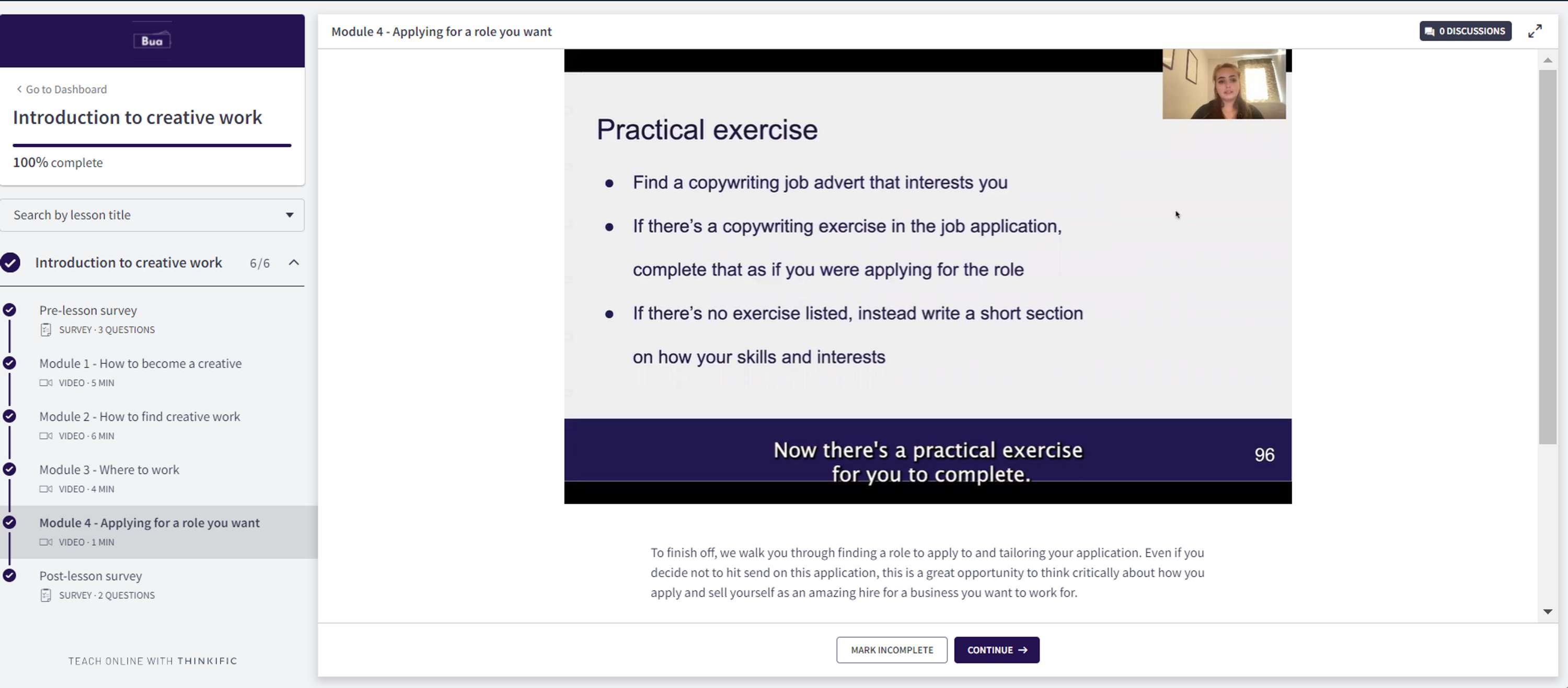Intro to creative work short course by Bua