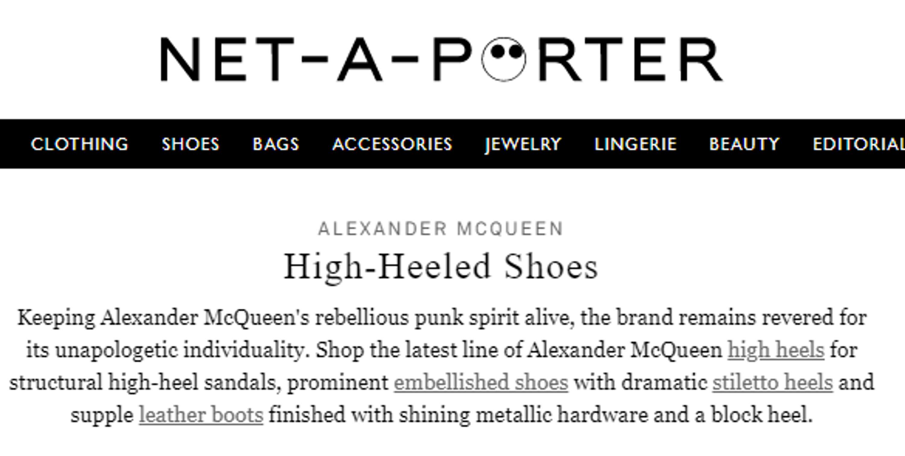 SEO Web Copy for NET-A-PORTER by Sophie Deering