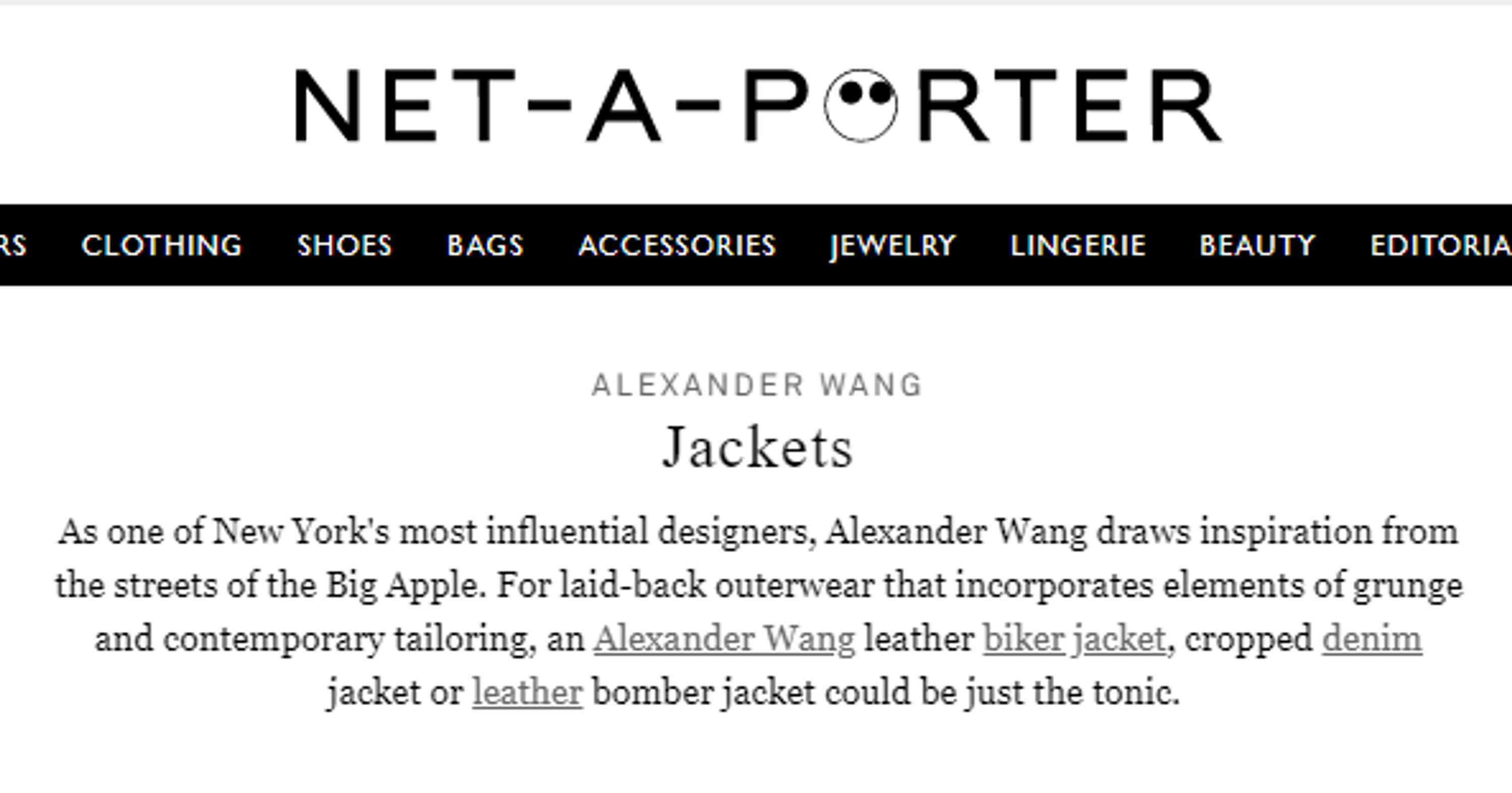 SEO Web Copy for NET-A-PORTER by Sophie Deering